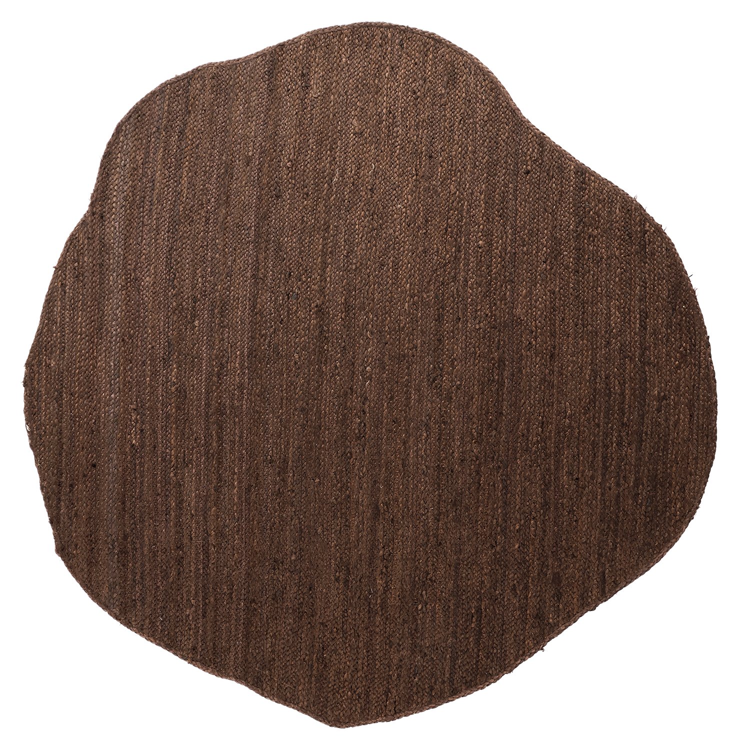 Oregelbundet rund jutematta - Fl&auml;tan (brun) (Storlek: &Oslash; 80 cm)