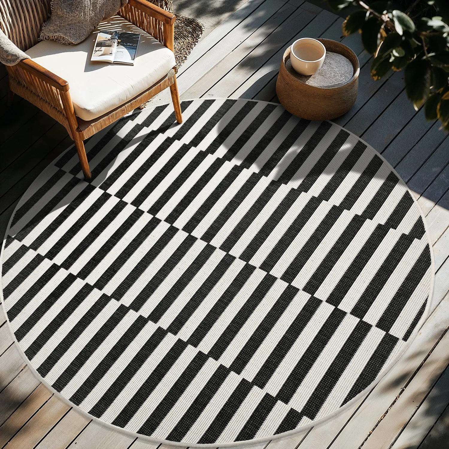 Rund matta - Indoor/Outdoor Otto (svart)