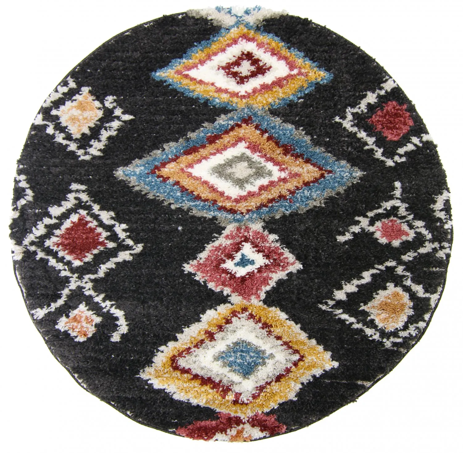 Runda mattor - Macchia (svart/multi)