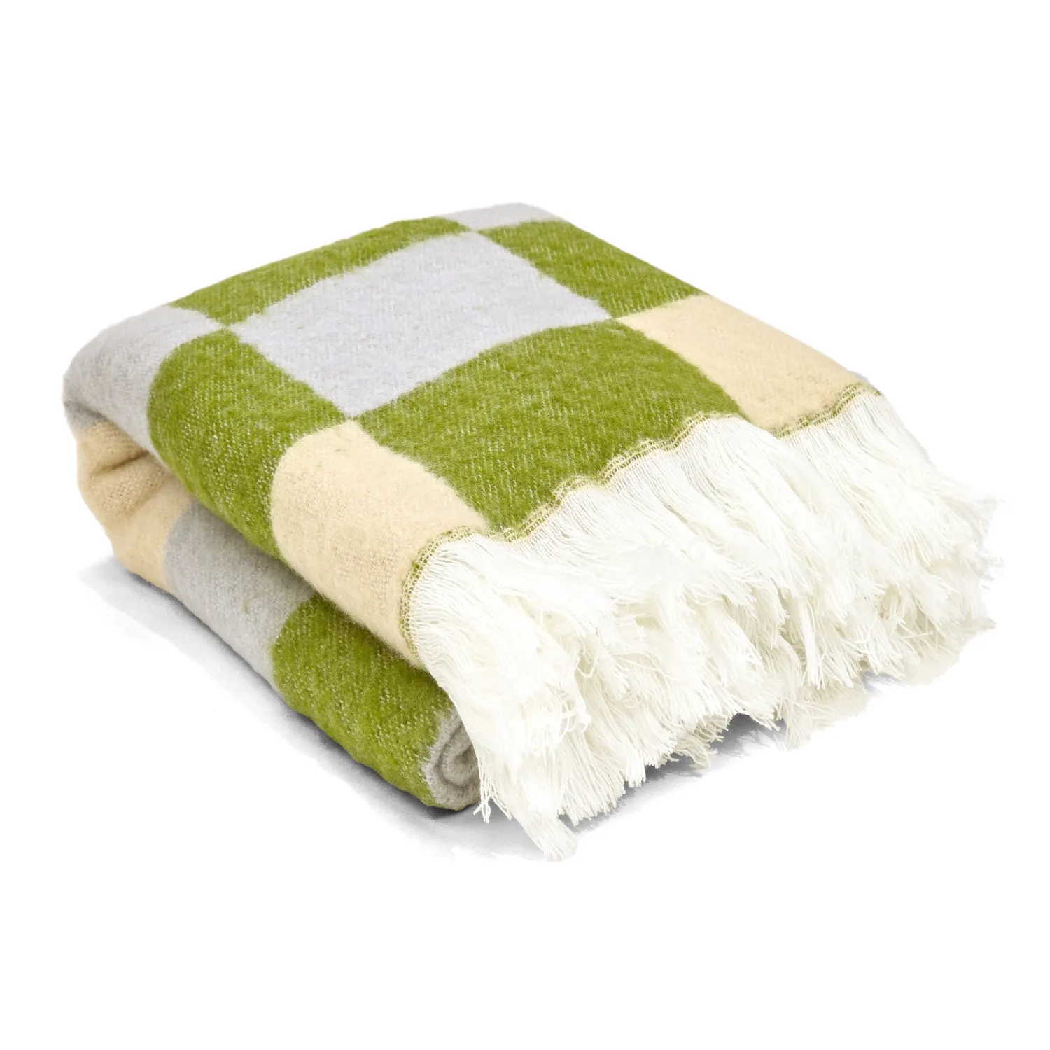 Filtar - Pläd i ullmix - Audrey Check (beige/grön/lila)