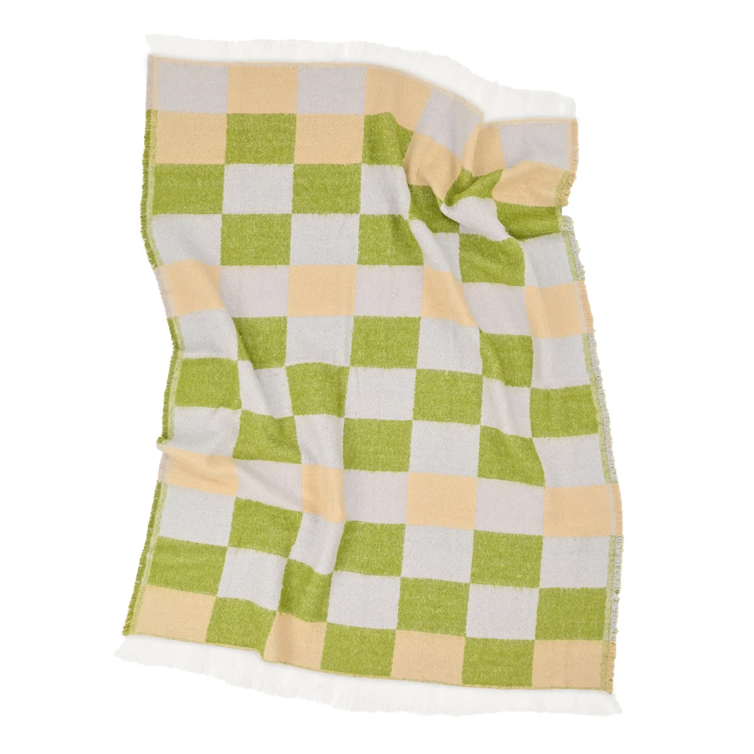 Filtar - Pläd i ullmix - Audrey Check (beige/grön/lila)