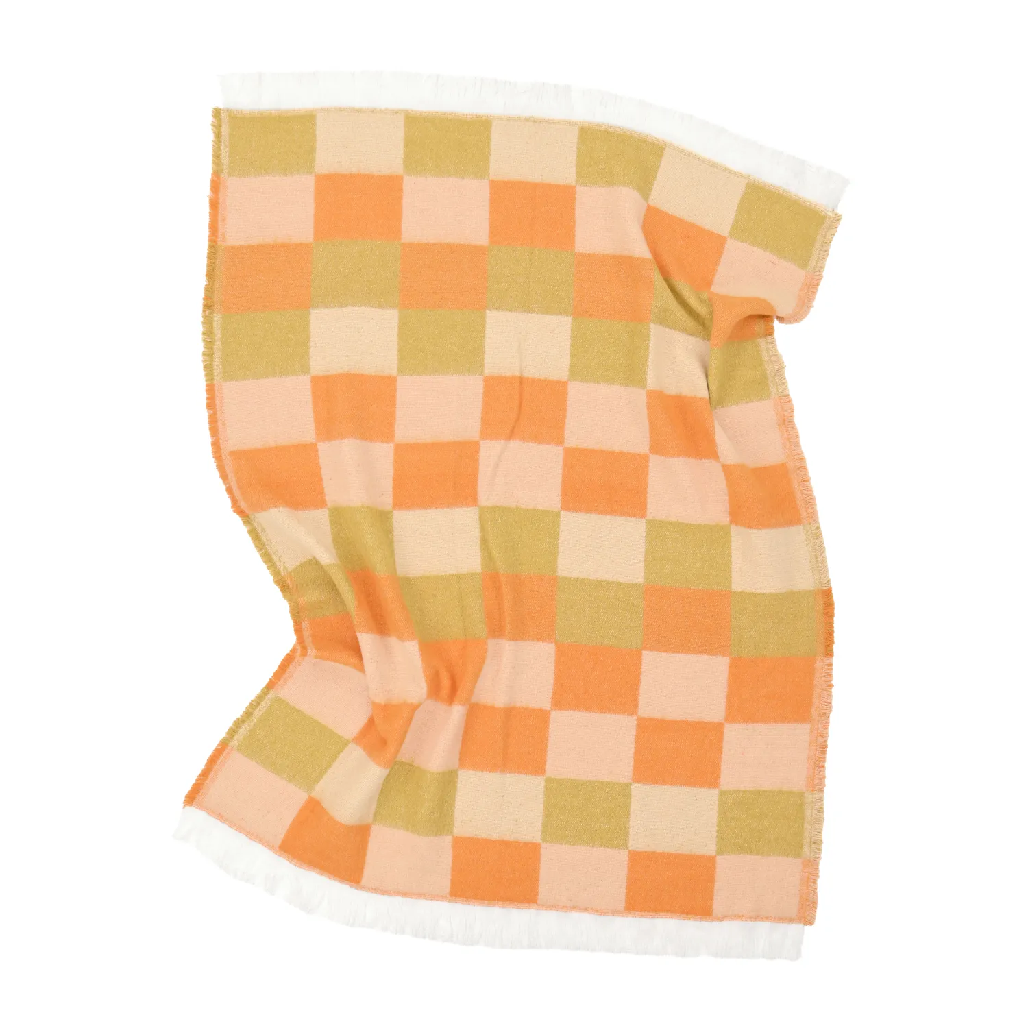 Filtar - Pläd i ullmix - Audrey Check (beige/gul/orange)