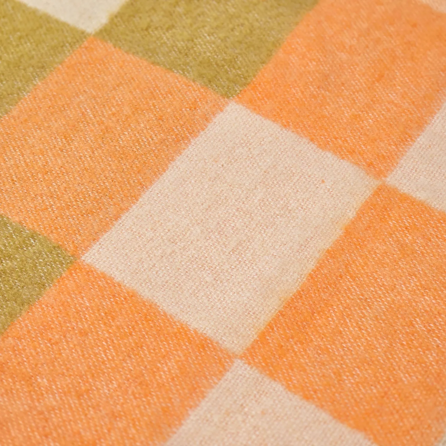 Filtar - Pläd i ullmix - Audrey Check (beige/gul/orange)