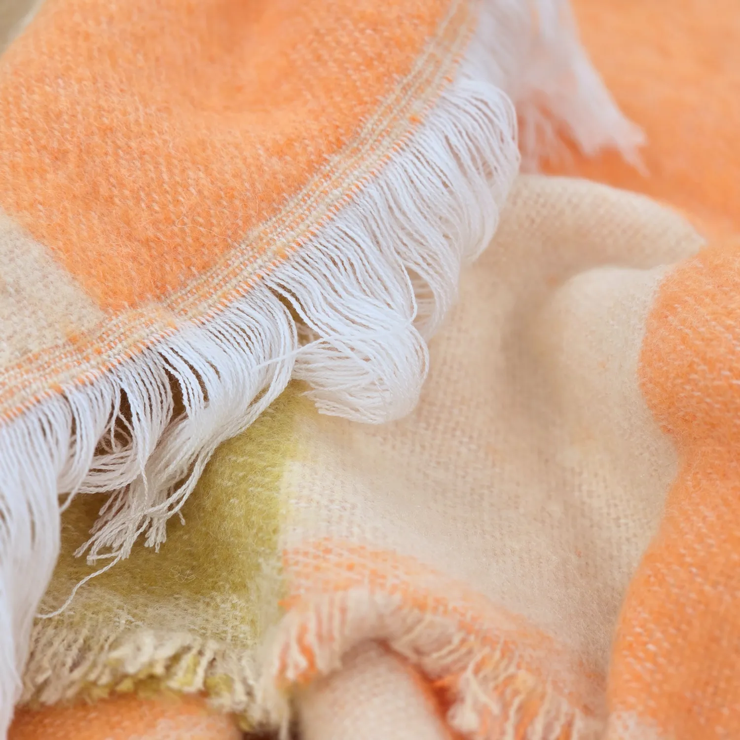 Filtar - Pläd i ullmix - Audrey Check (beige/gul/orange)