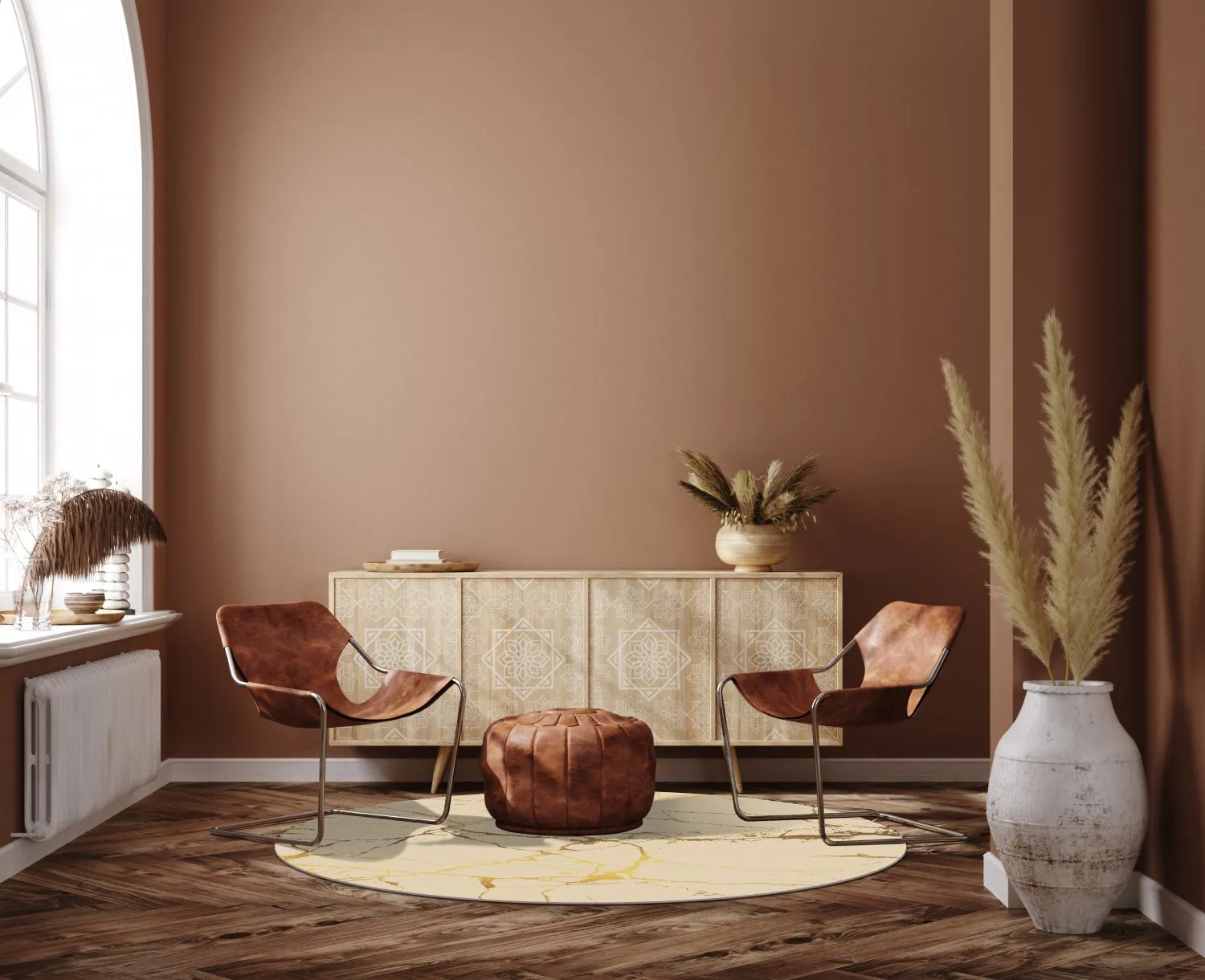 Rund matta - Vieste (beige/guld)
