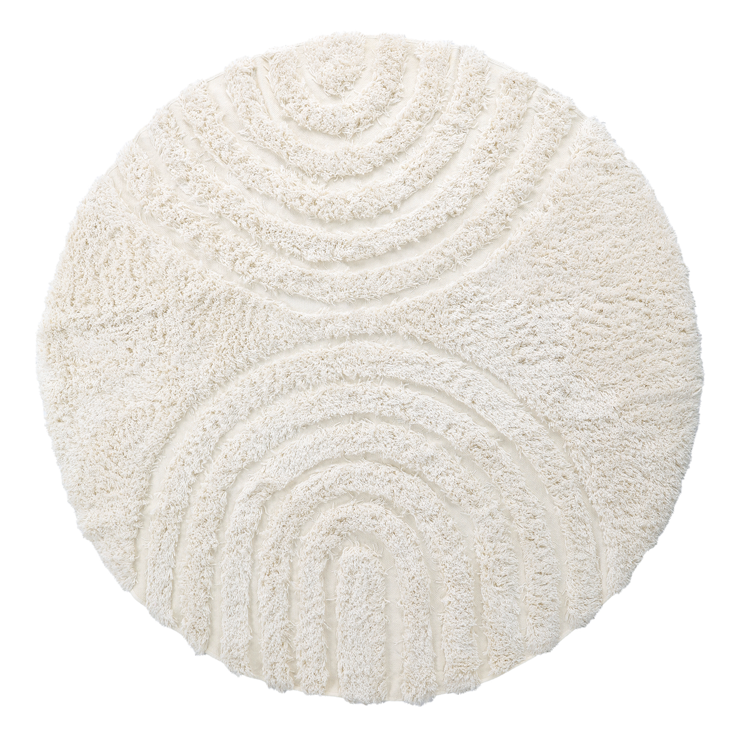 Rund matta - Lindos Natural Cotton Shaggy (vit) (Storlek: Ø 160 cm)