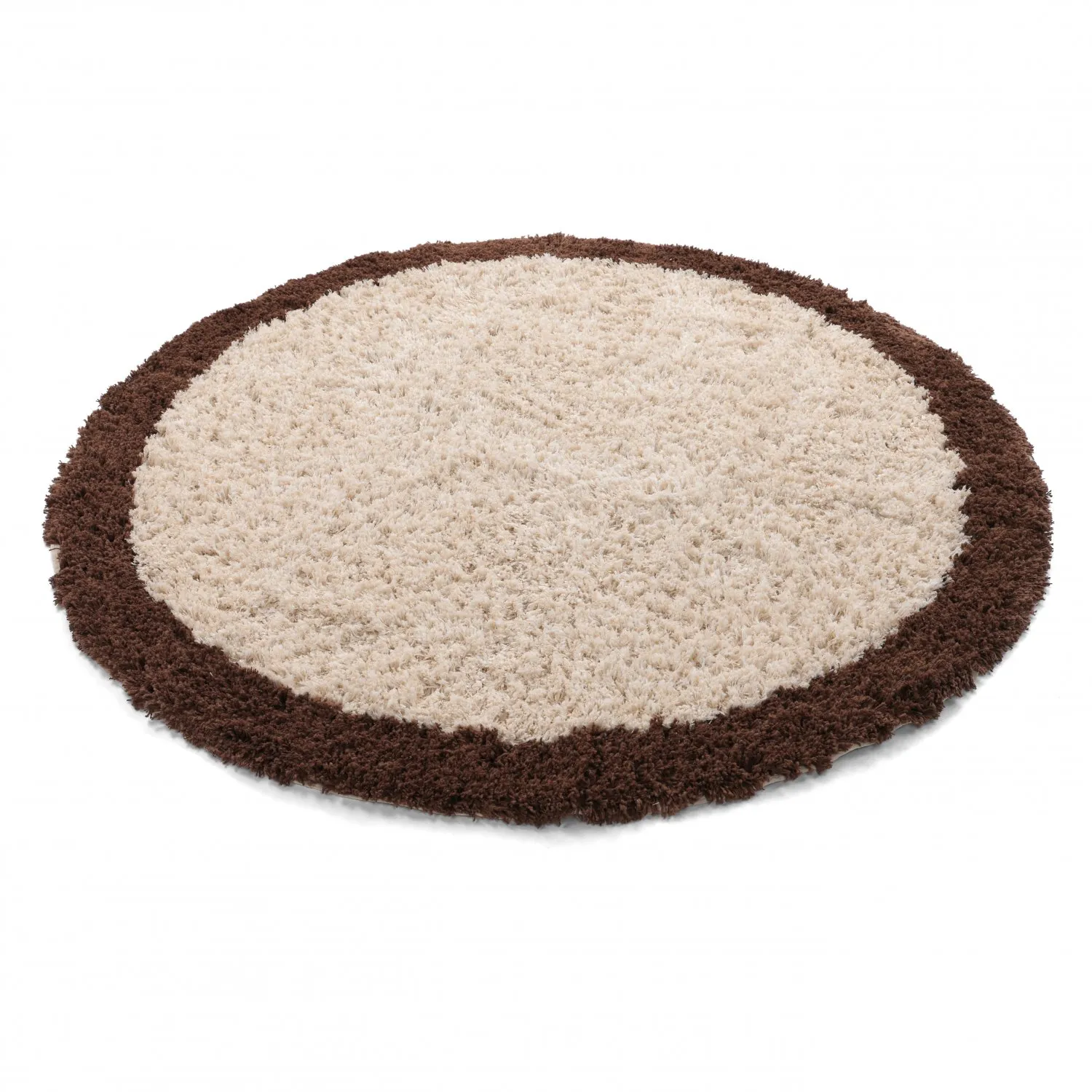 Rund matta - Sagres Natural Cotton Shaggy (offwhite/brun)