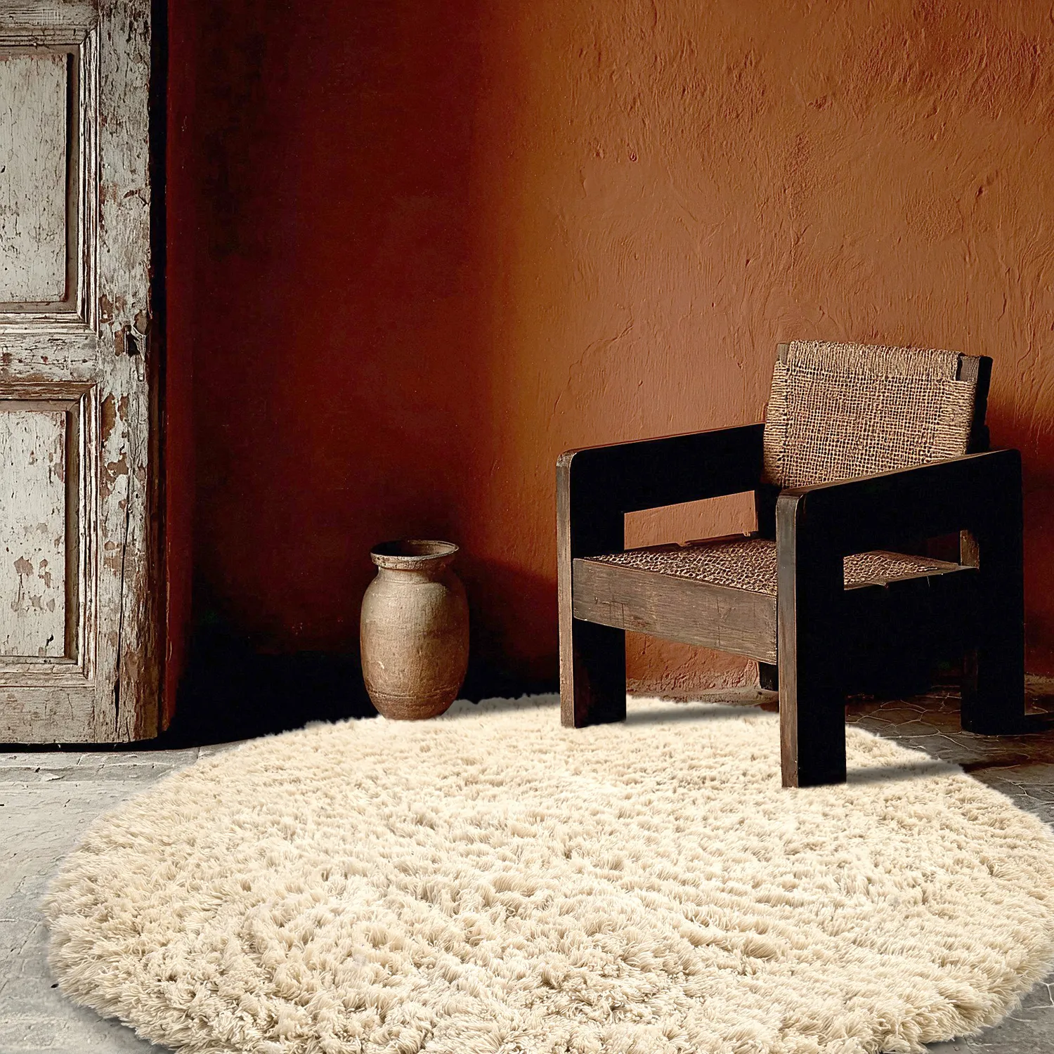 Rund matta - Aliste Wool Shaggy (alabaster gleam)