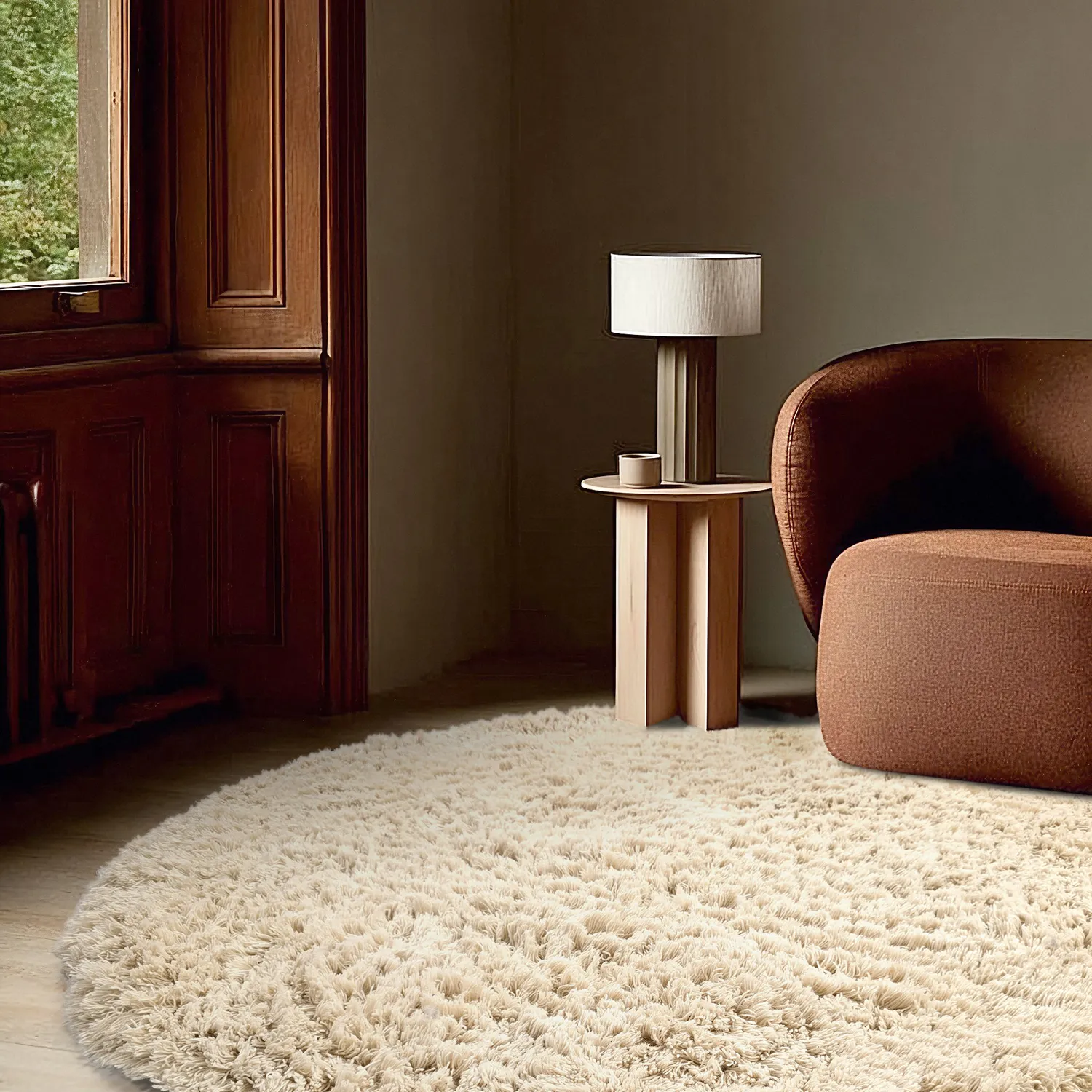 Rund matta - Aliste Wool Shaggy (alabaster gleam)