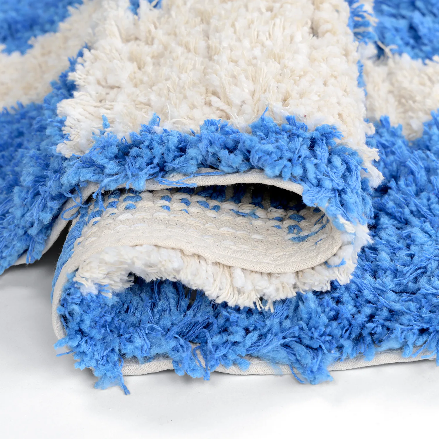 Rund matta - Atrani Natural Cotton Shaggy (blå)