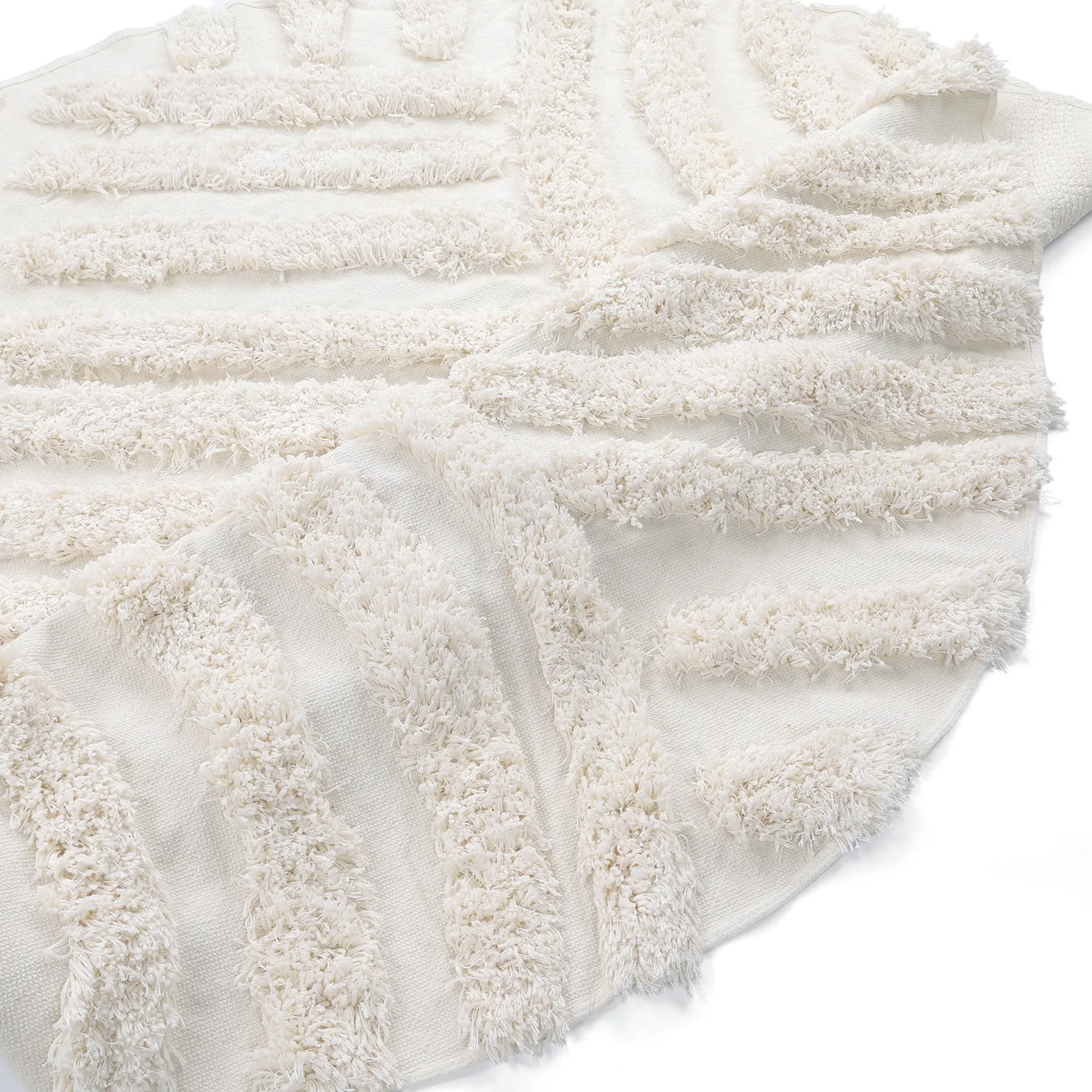 Rund matta - Cazorla Natural Cotton Shaggy (offwhite)