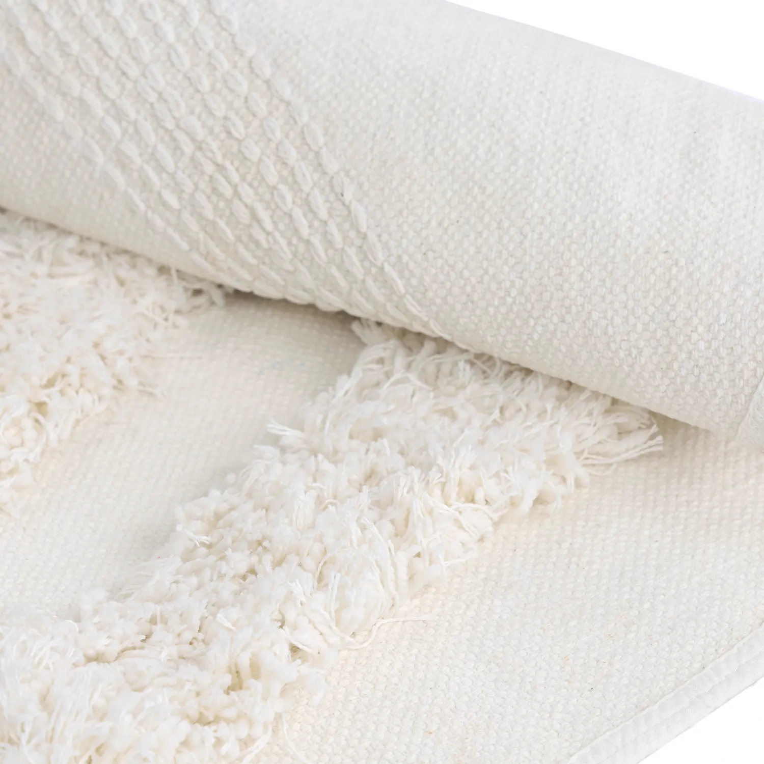 Rund matta - Cazorla Natural Cotton Shaggy (offwhite)