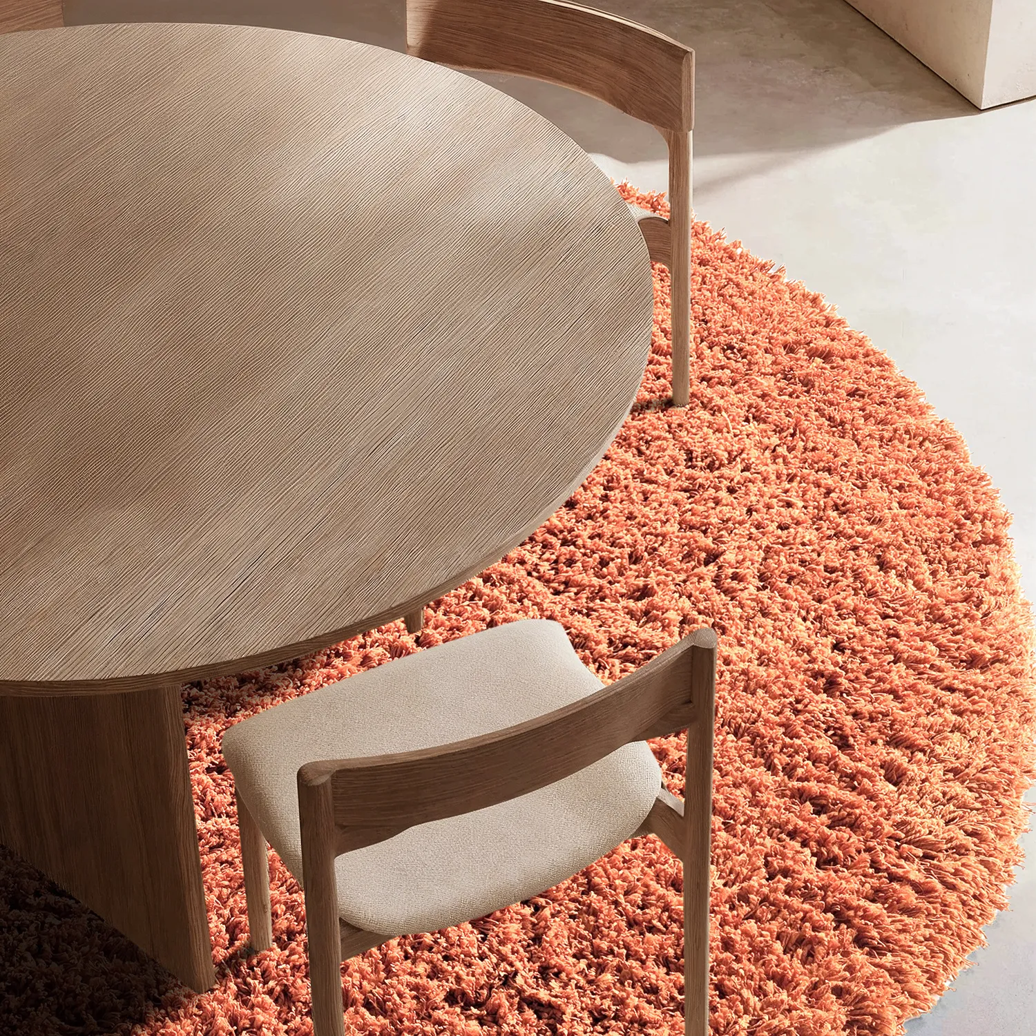 Rund matta - Combarro Solid Cotton Shaggy (ljusorange)