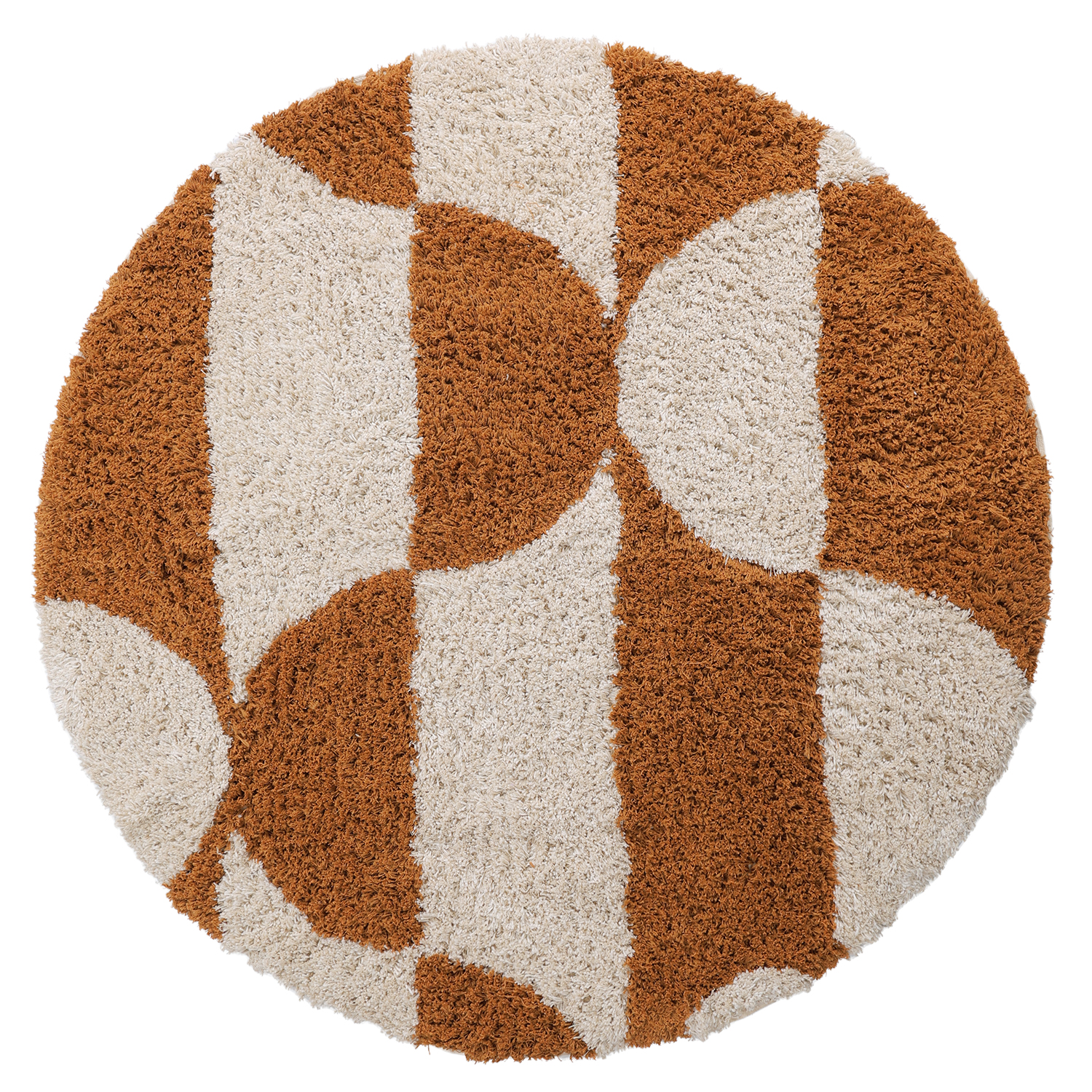 Rund matta - Kalymnos Natural Cotton Shaggy (offwhite/ockra) (Storlek: Ø 160 cm)