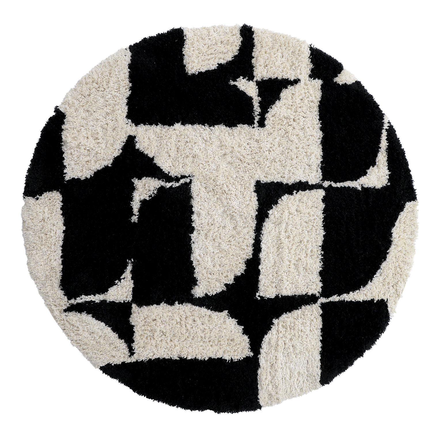 Rund matta - Marvao Natural Cotton Shaggy (offwhite/svart) (Storlek: Ø 160 cm)