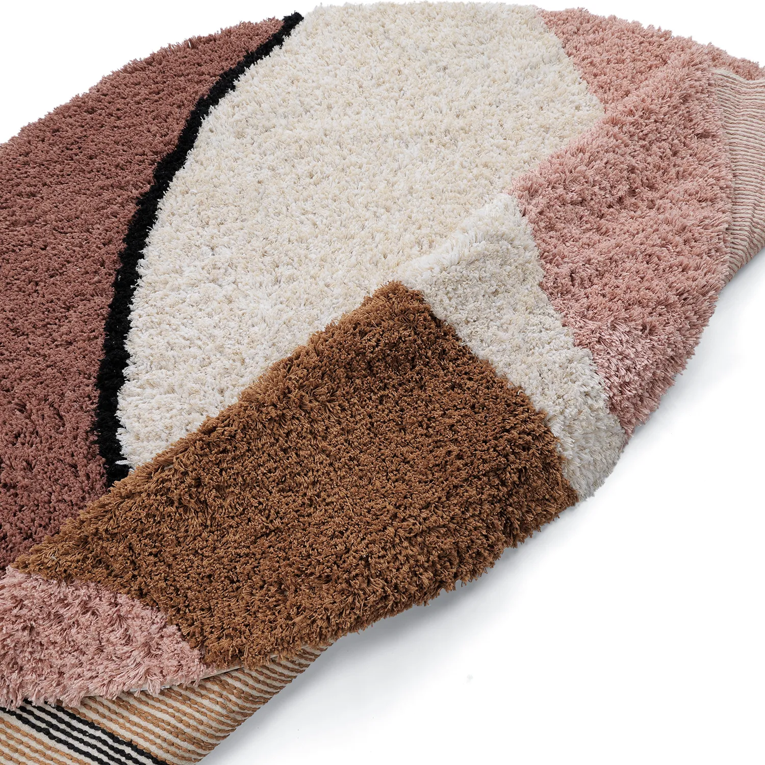 Rund matta - Perast Natural Cotton Shaggy (multi)