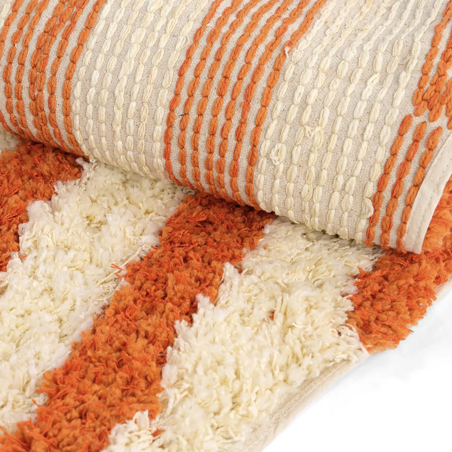 Rund matta - Thira Stripe Cotton Shaggy (ljusgul/ljusorange)