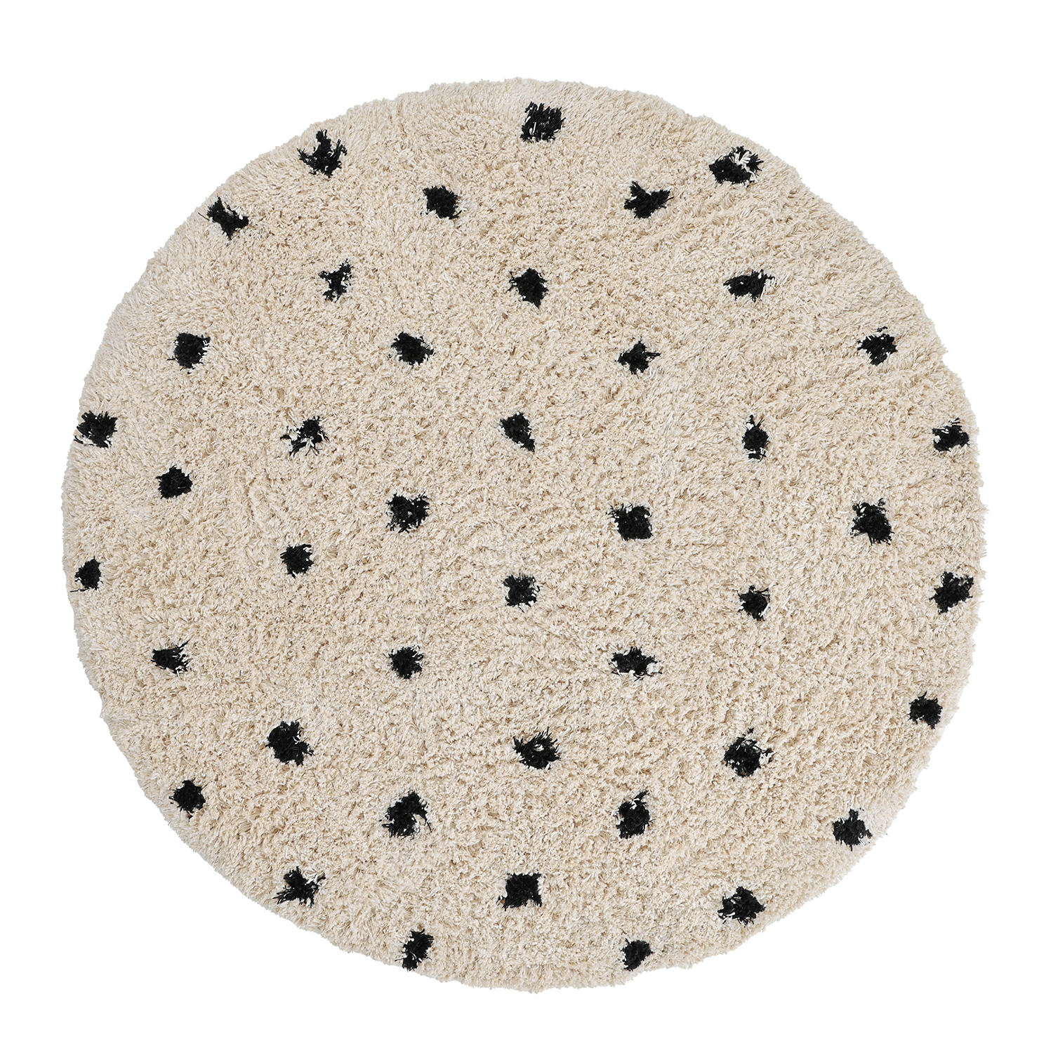 Rund matta - Soria Natural Cotton Shaggy (offwhite/svart) (Storlek: Ø 160 cm)