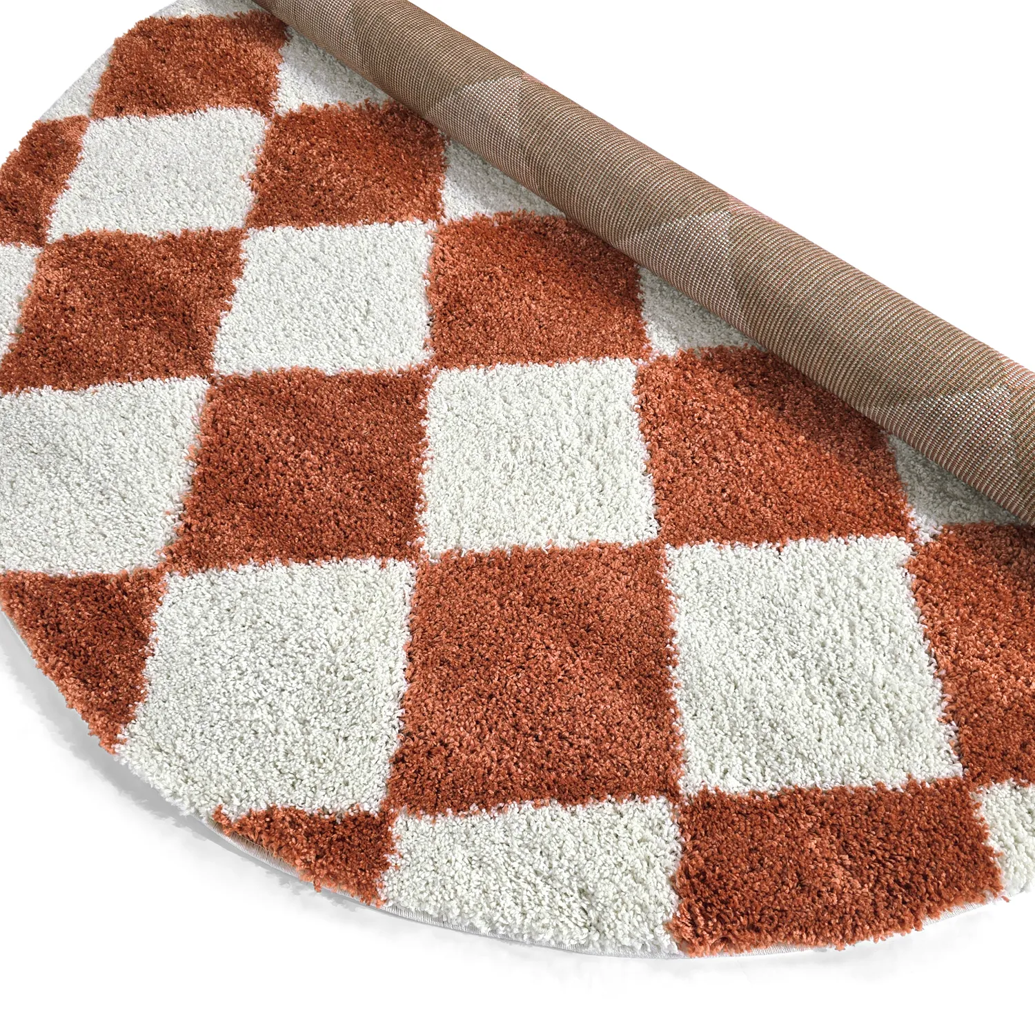 Runda mattor - Albi (vit/orange)