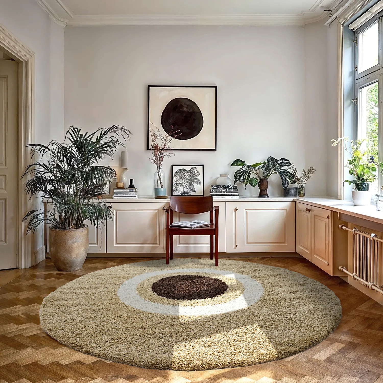 Runda mattor - Alsace (beige/vit/brun)