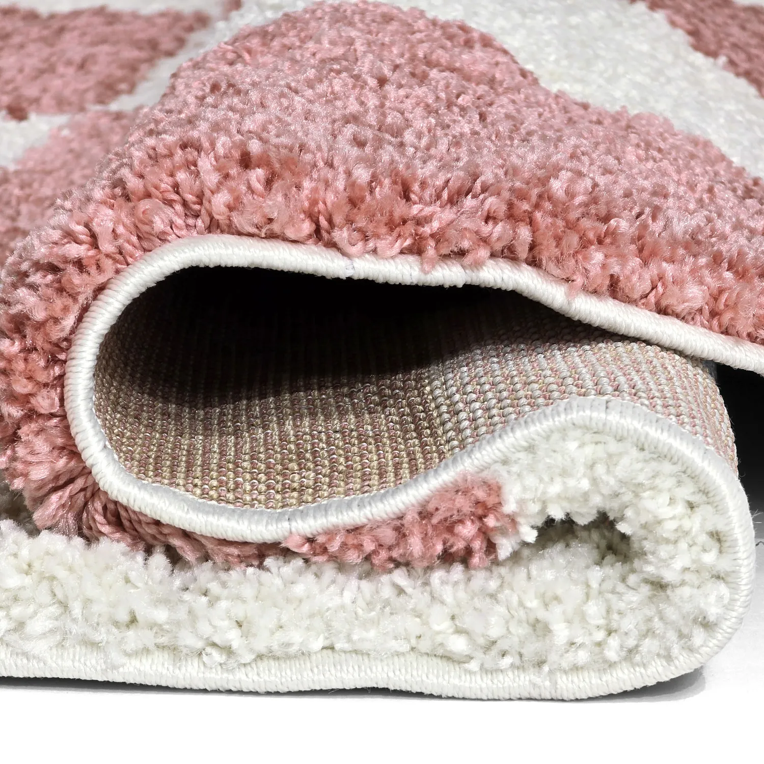 Runda mattor - Gordes (rosa/vit)