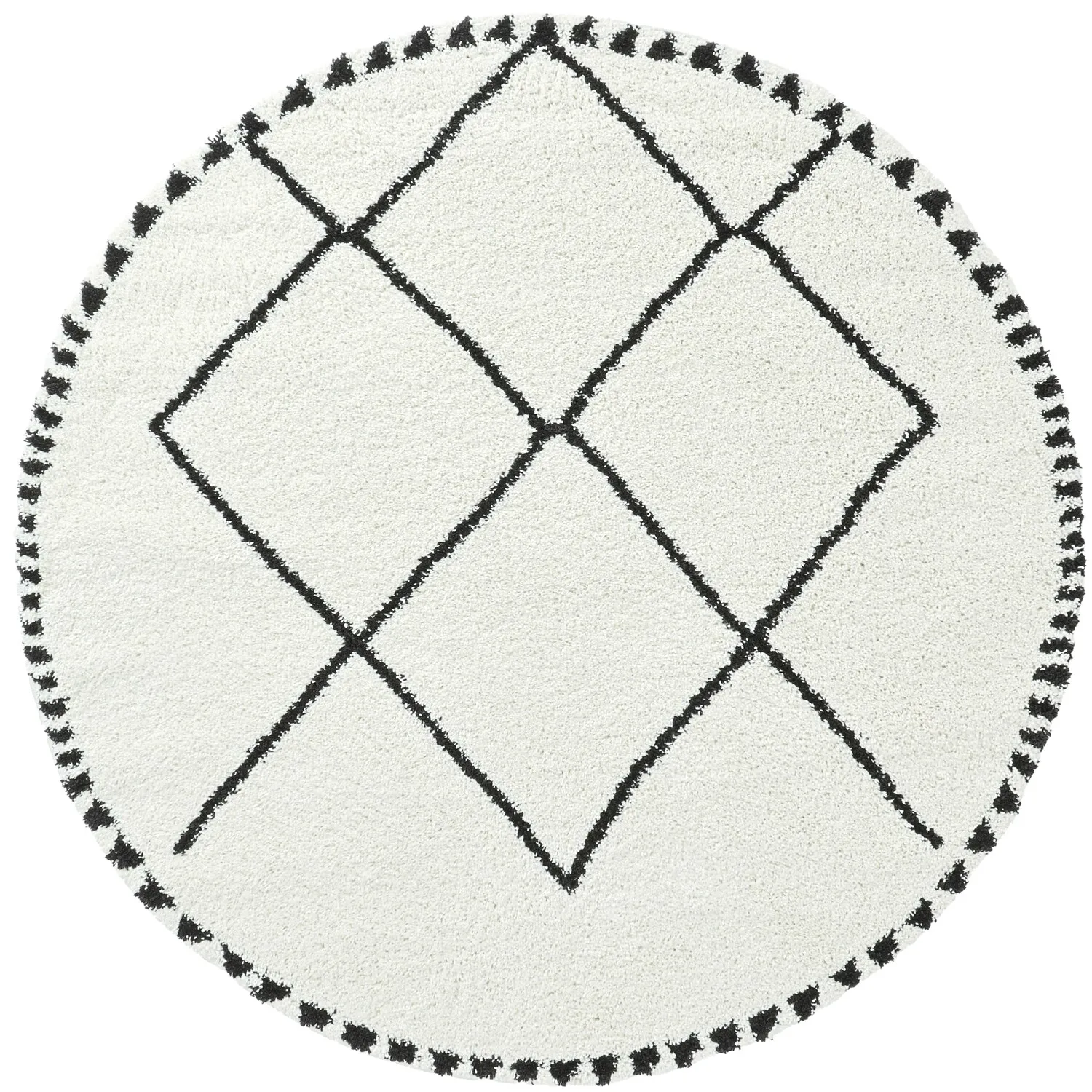 Runda mattor - Tiznit (vit/svart)