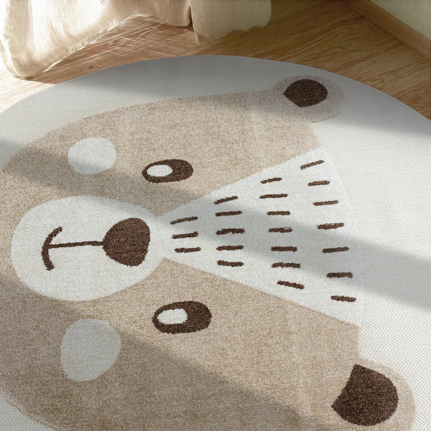 Rund Barnmatta - Kind Bear (creme)