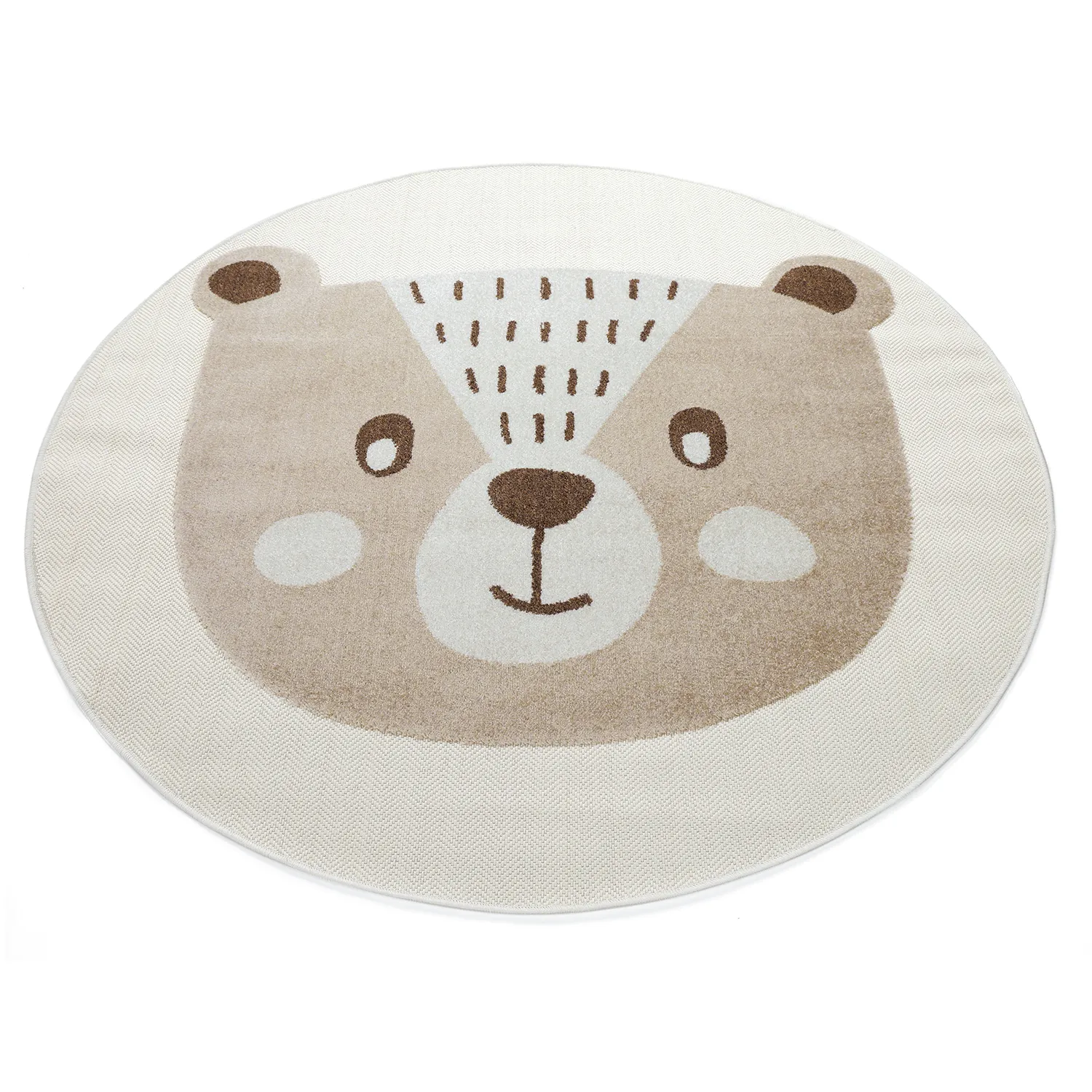 Rund Barnmatta - Kind Bear (creme)
