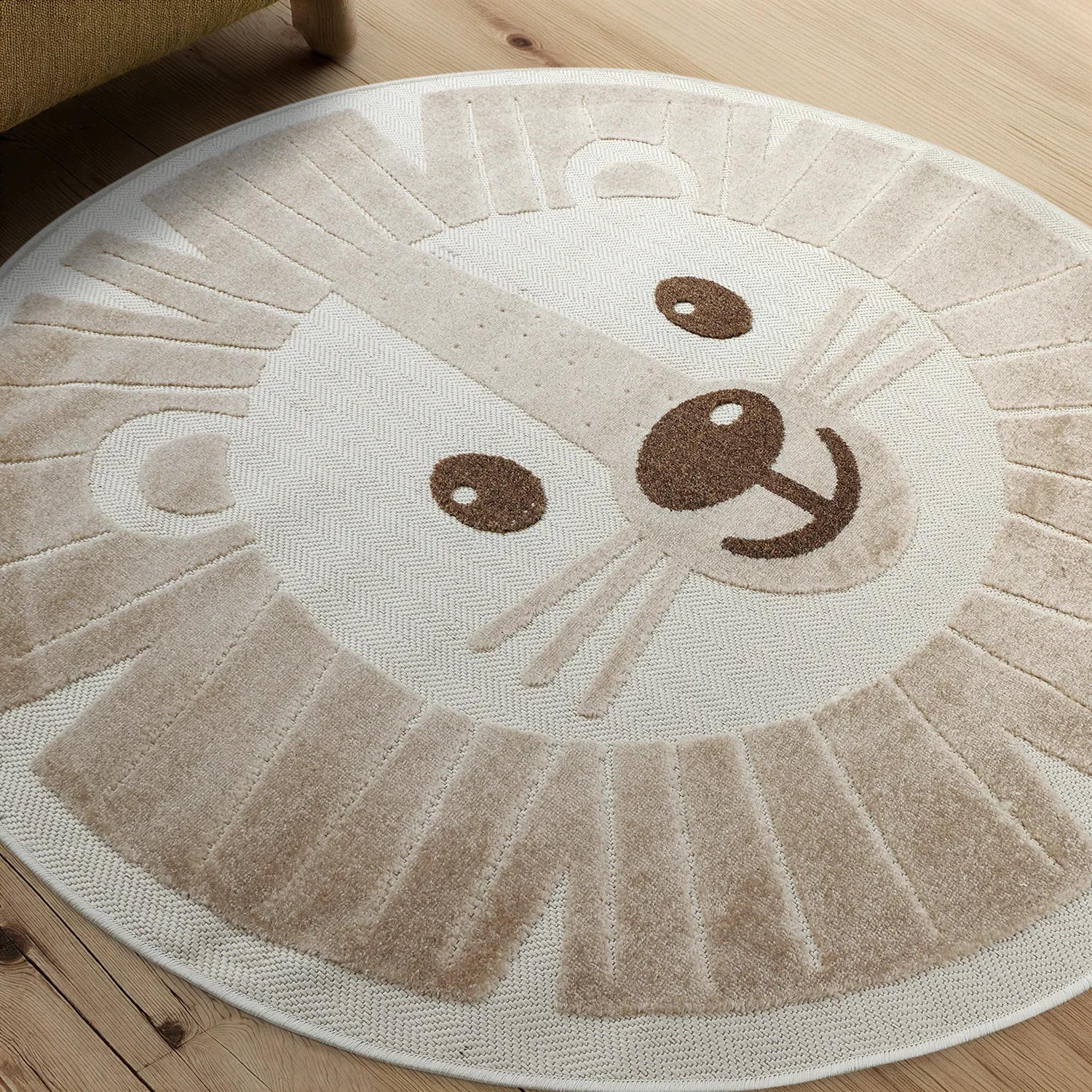 Rund Barnmatta - Kind Lion (creme)