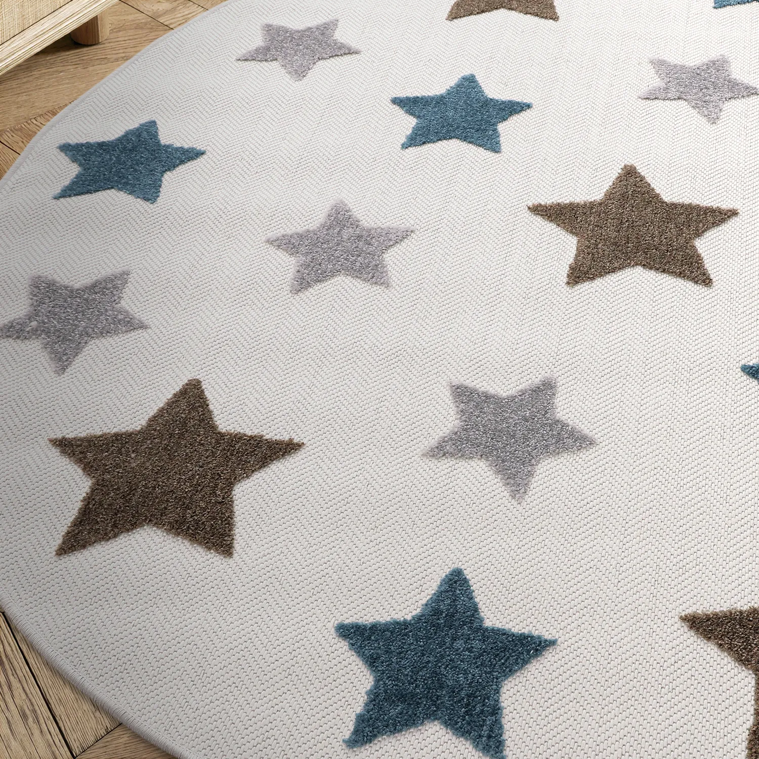 Rund Barnmatta - Stars (creme/multi)
