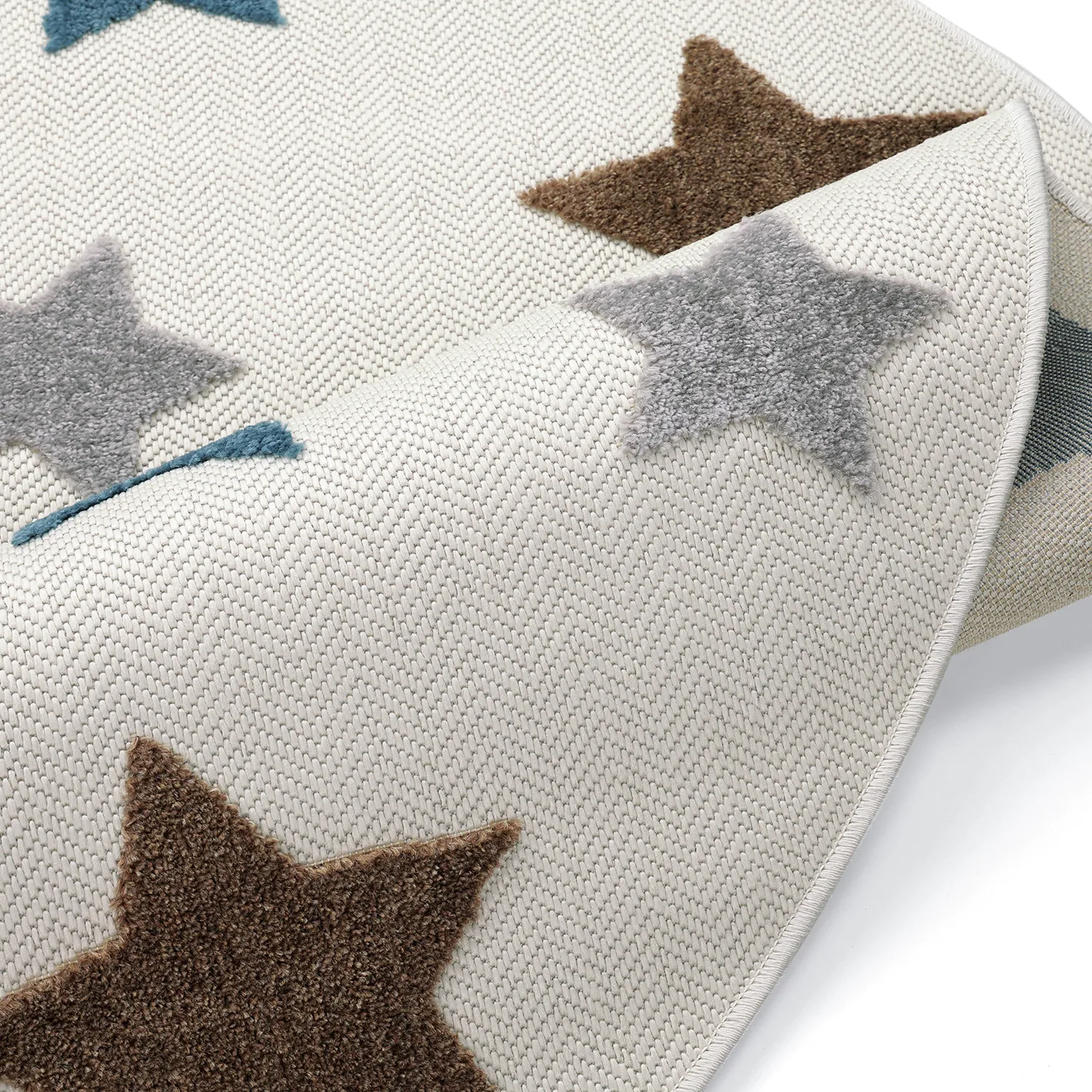 Rund Barnmatta - Stars (creme/multi)