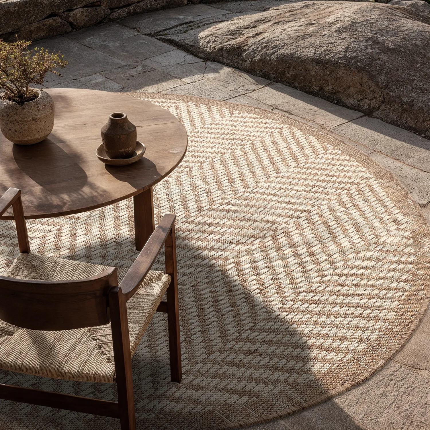 Rund matta - Indoor/Outdoor Donora (brun)