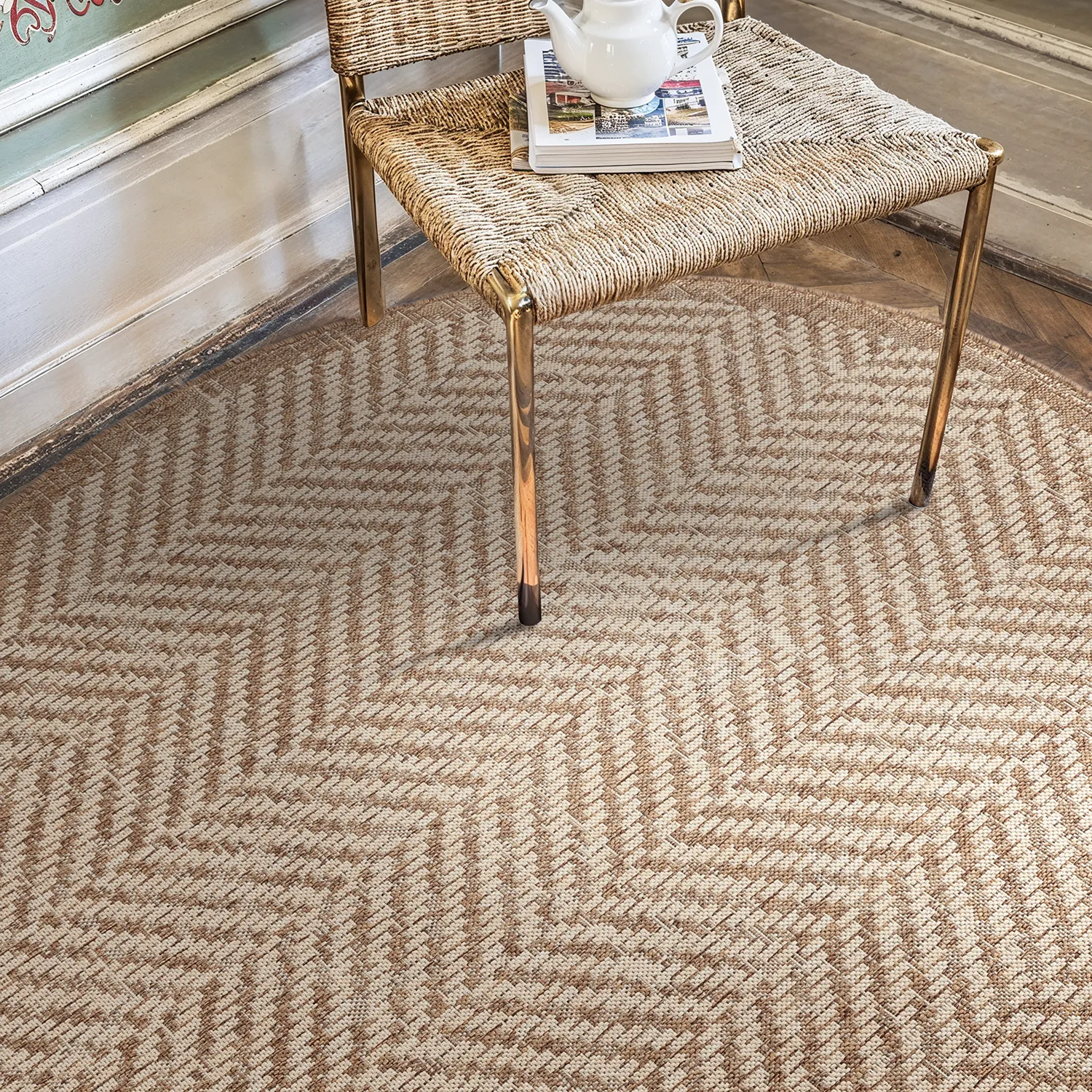Rund matta - Indoor/Outdoor Donora (brun)
