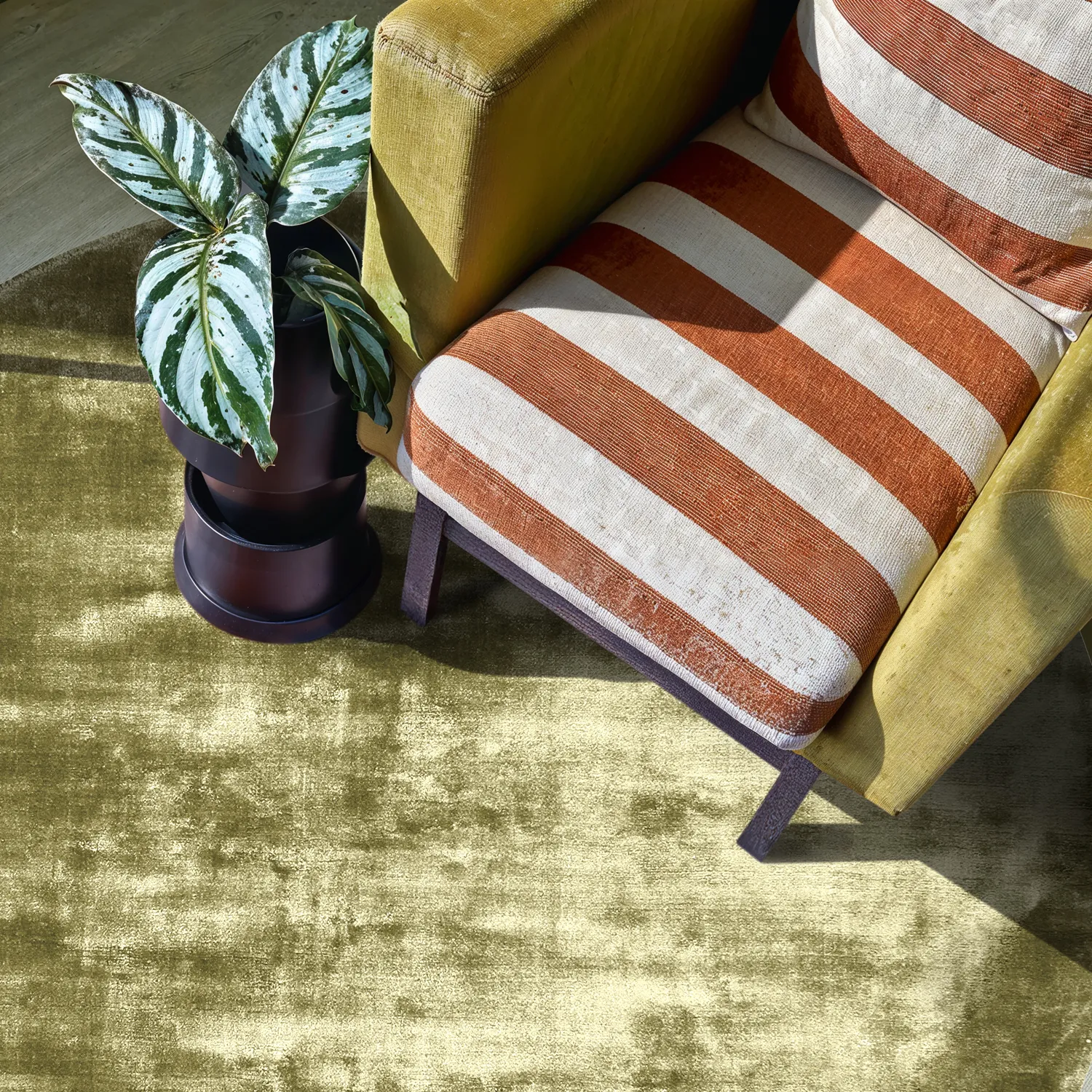 Rund matta - Jodhpur Special Luxury Edition (olivgrön)