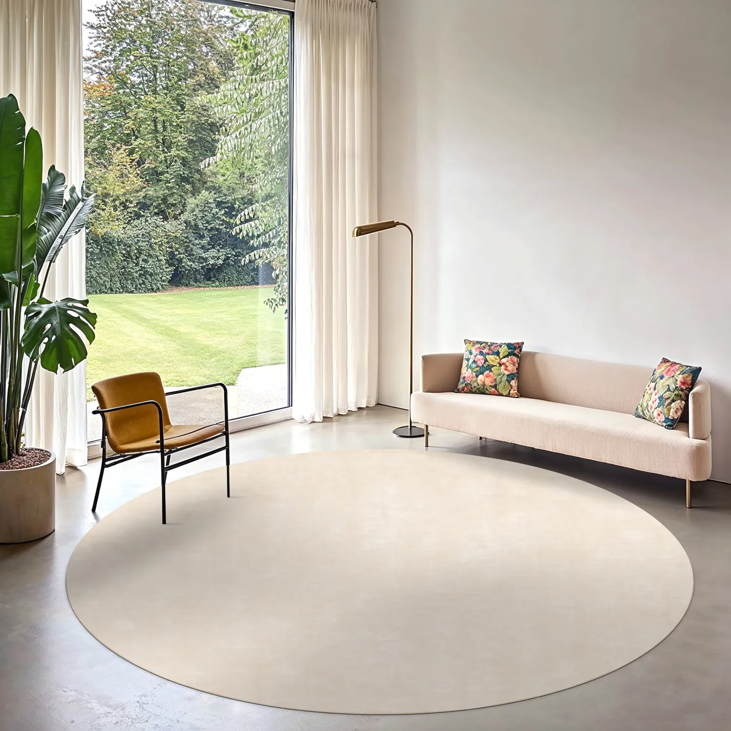 Rund matta - Jodhpur Special Luxury Edition Viskos (ljusbeige)