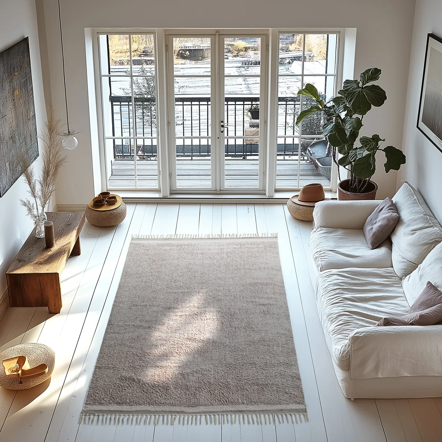 Ryamattor - Celina Natural Cotton Shaggy (taupe/lavendel)