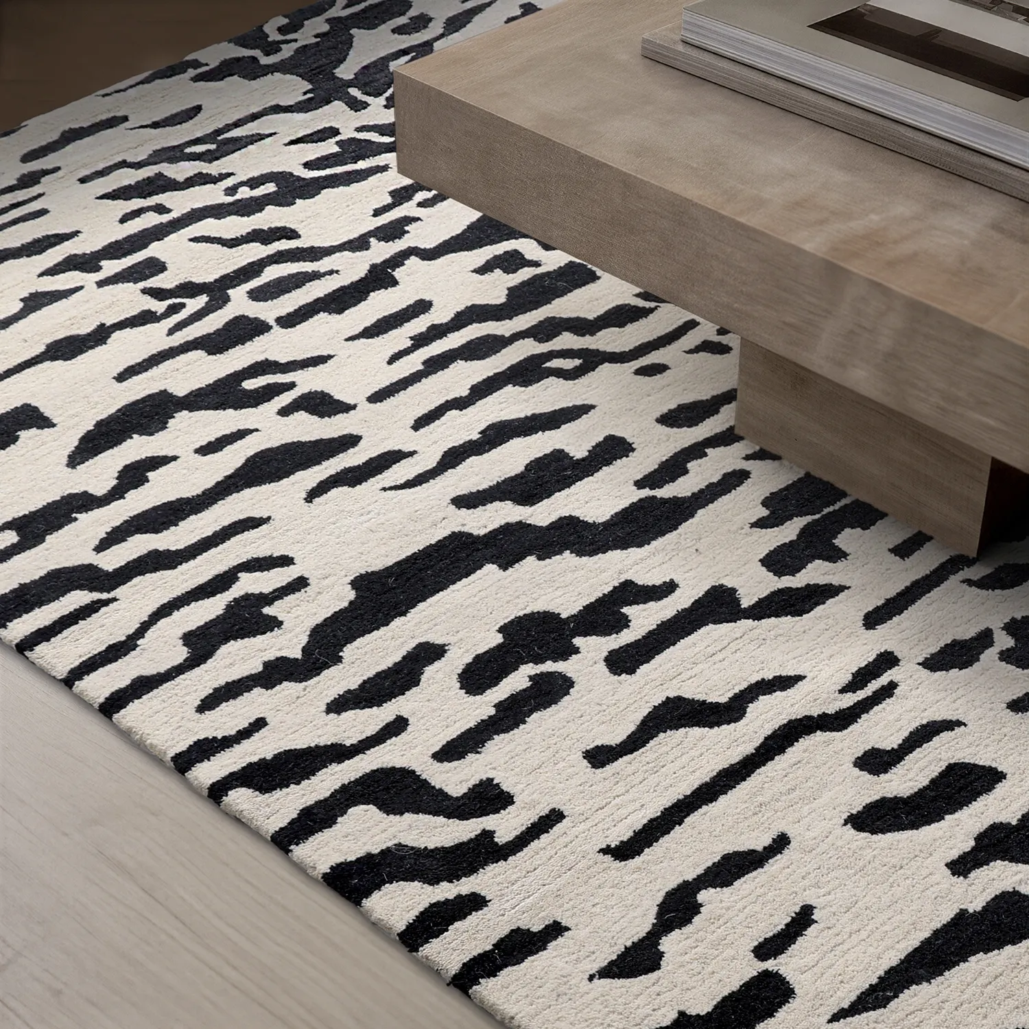 Ryamatta - Zebra Tufted Wool Premium (vit/svart)
