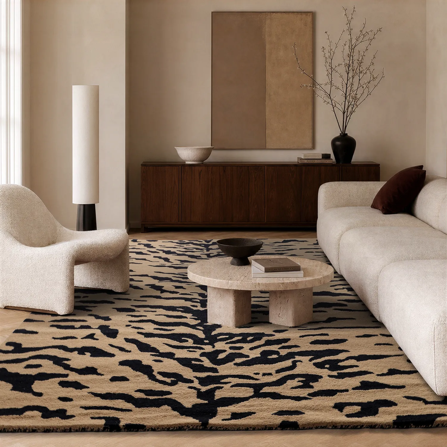 Ryamatta - Zebra Tufted Wool Premium (beige/svart)