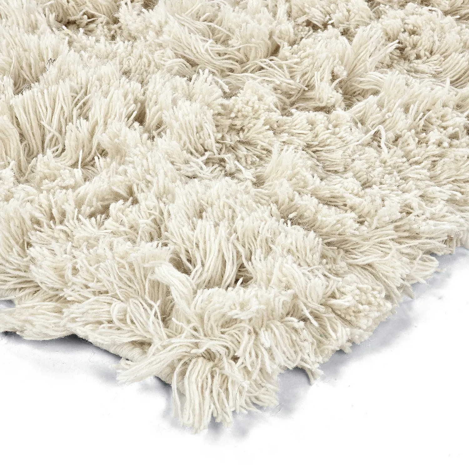 Ryamatta - Fassale Hand Woven Wool Shaggy (vit)