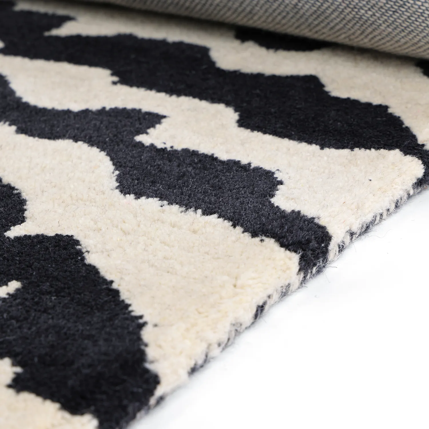 Ryamatta - Zebra Tufted Wool Premium (vit/svart)