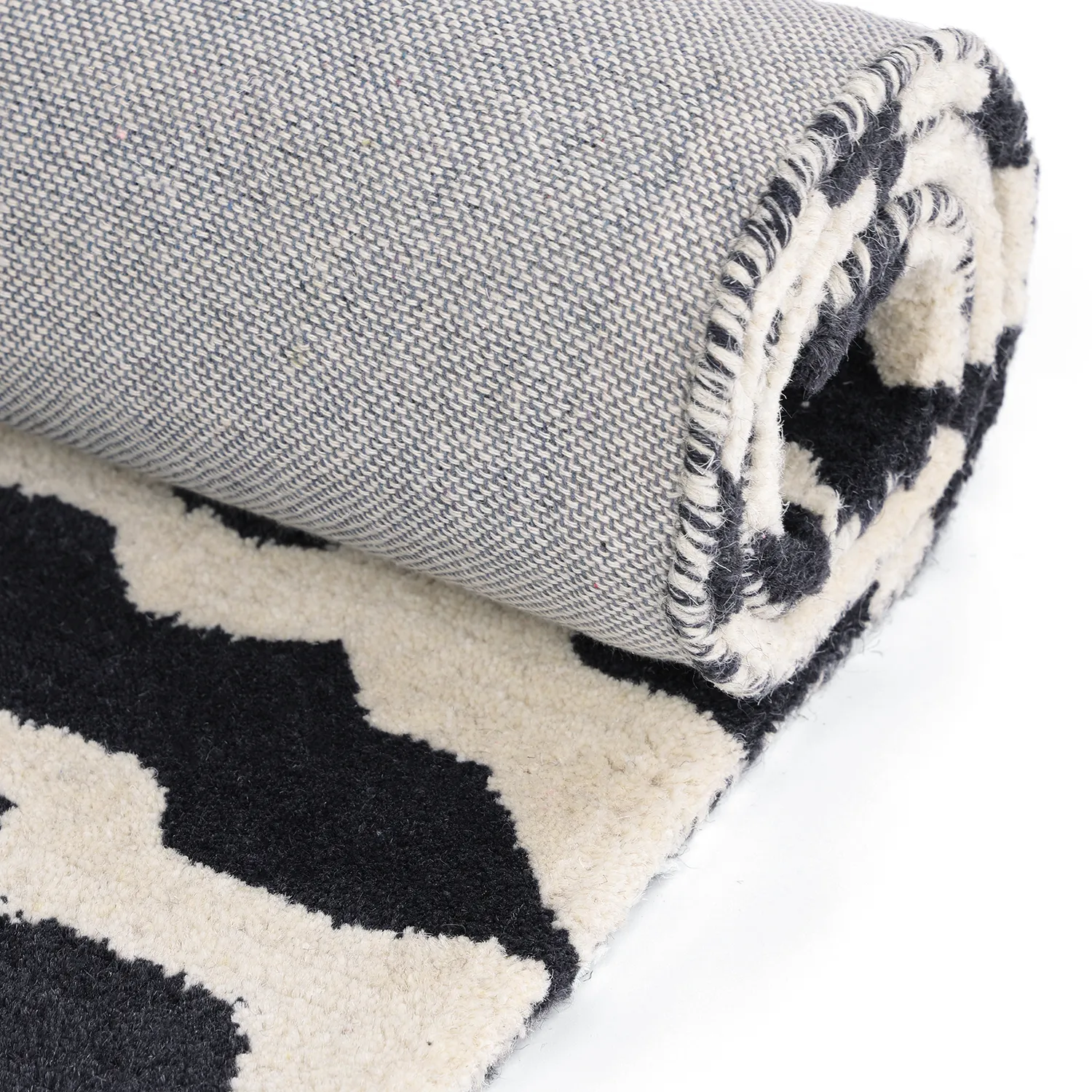 Ryamatta - Zebra Tufted Wool Premium (vit/svart)