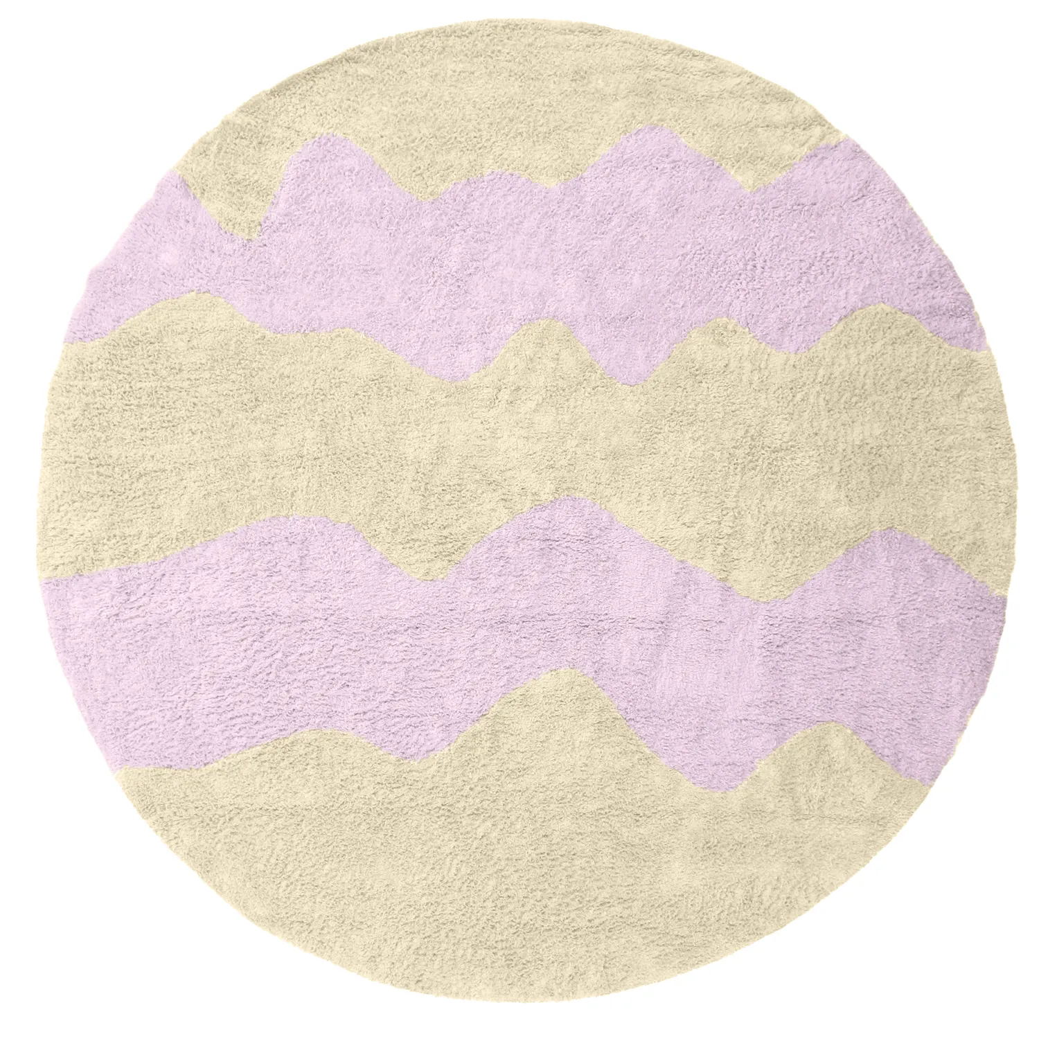Rund matta - Amira Natural Cotton Shaggy (beige/lila)