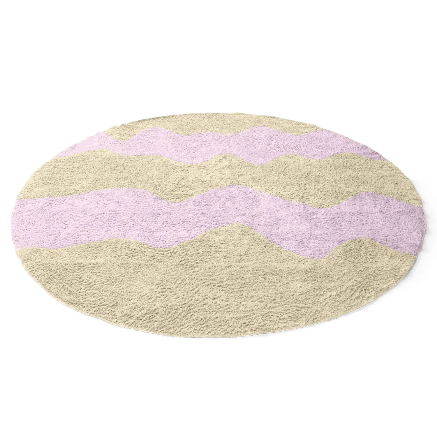 Rund matta - Amira Natural Cotton Shaggy (beige/lila)