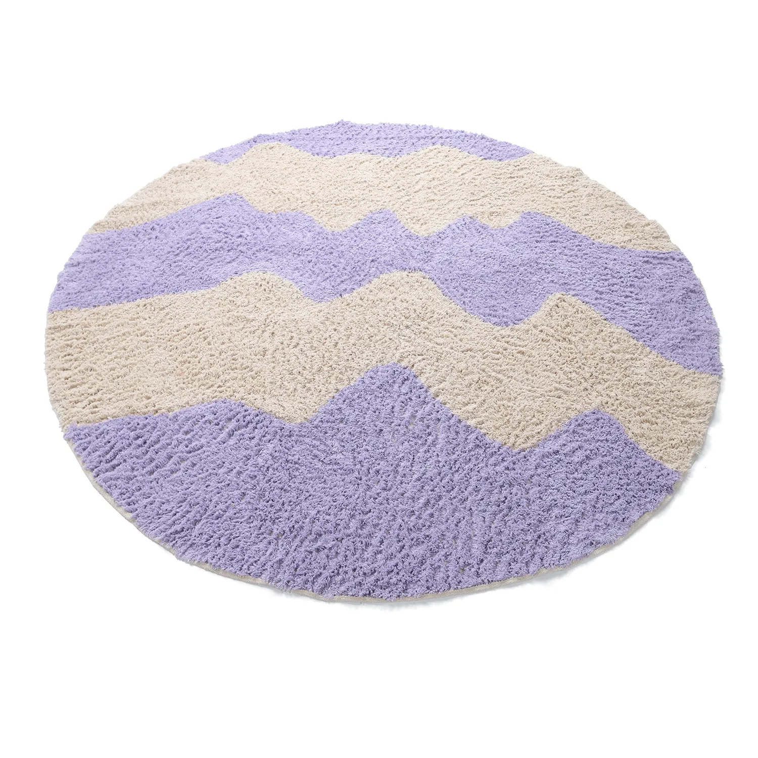 Rund matta - Amira Natural Cotton Shaggy (lila/beige)