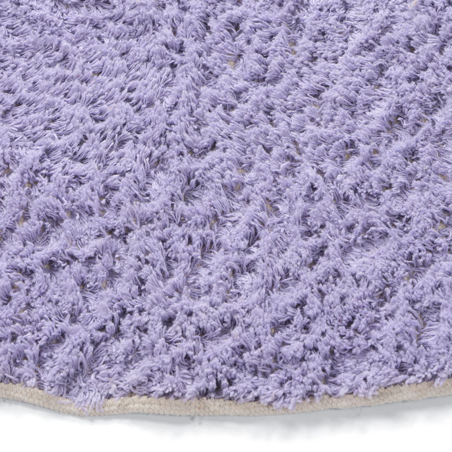 Rund matta - Amira Natural Cotton Shaggy (lila/beige)