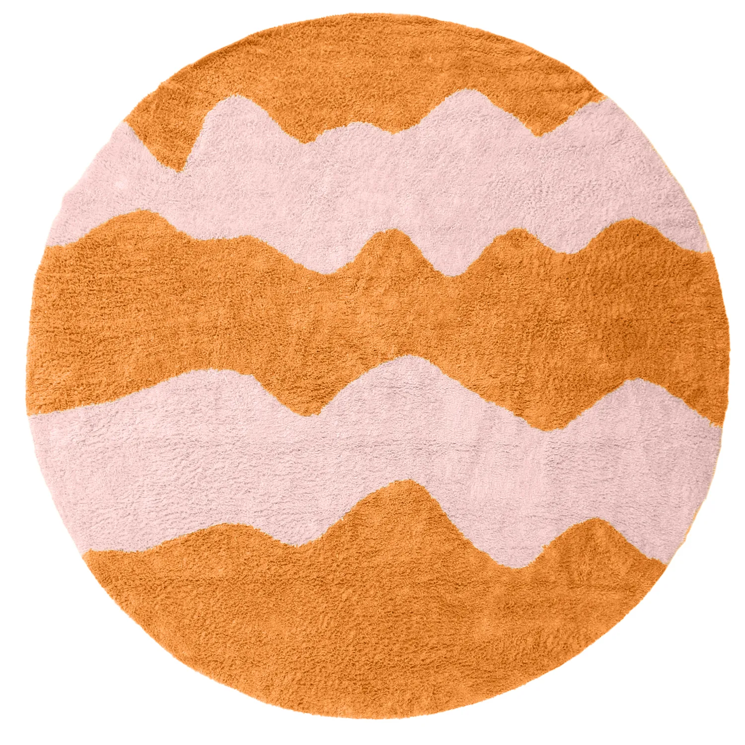 Rund matta - Amira Natural Cotton Shaggy (orange/rosa)