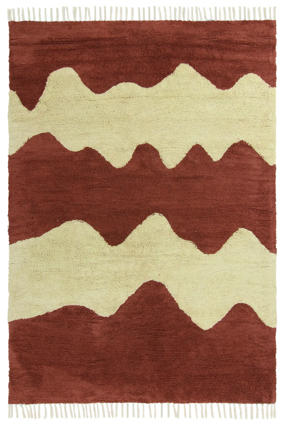 Ryamattor - Amira Natural Cotton Shaggy (röd/beige)