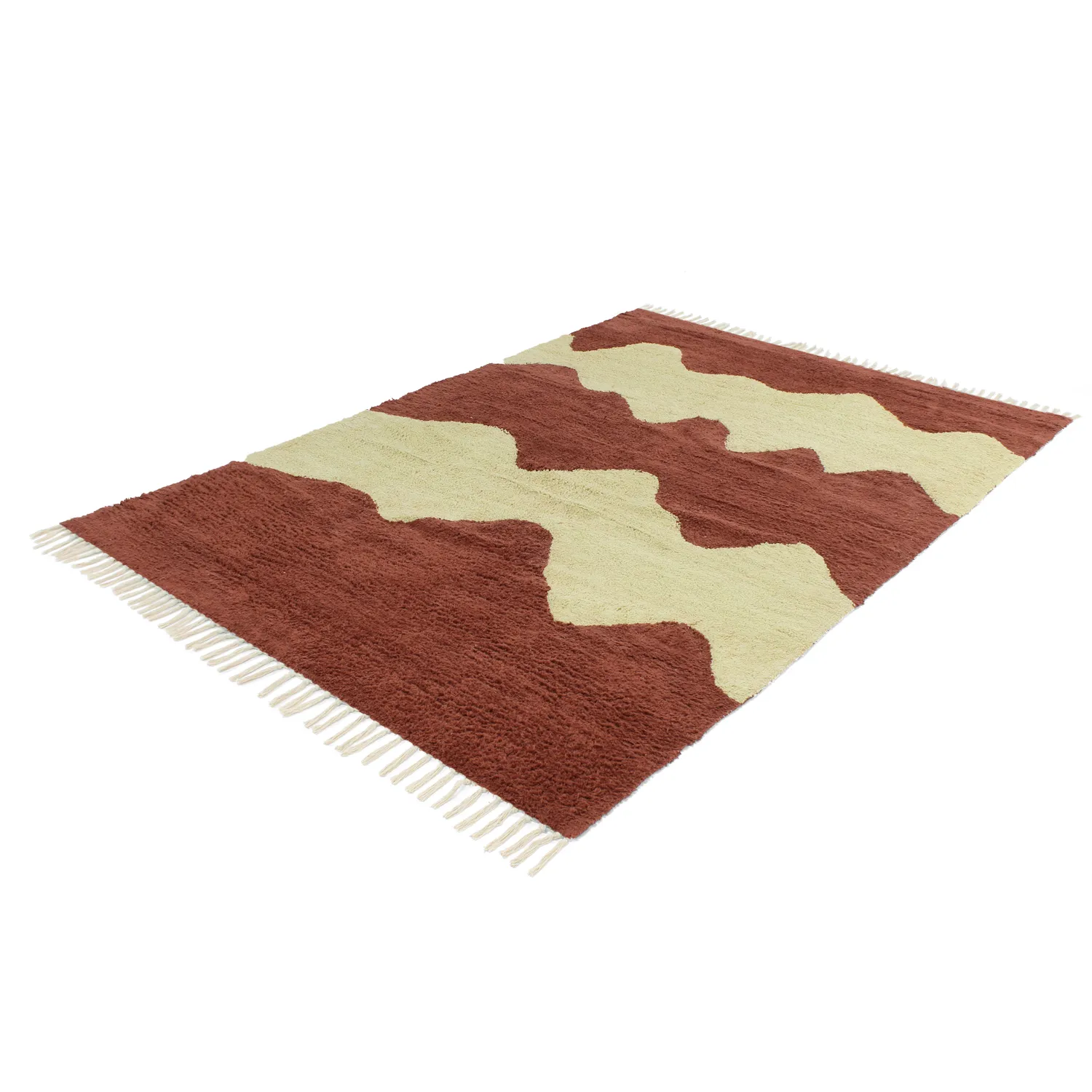Ryamattor - Amira Natural Cotton Shaggy (röd/beige)