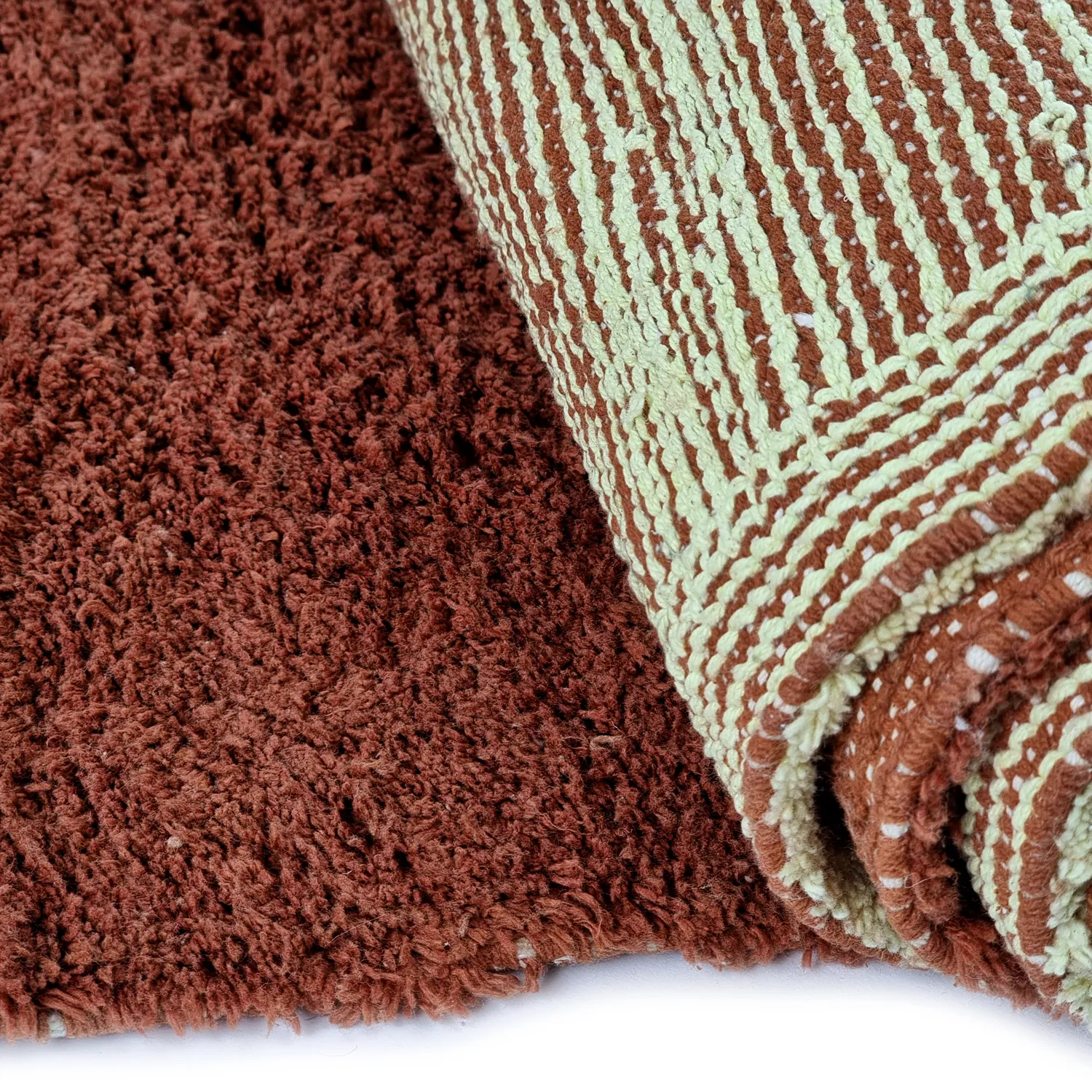 Ryamattor - Amira Natural Cotton Shaggy (röd/beige)