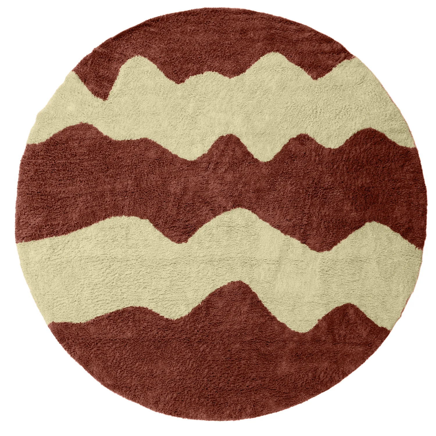 Rund matta - Amira Natural Cotton Shaggy (röd/beige)